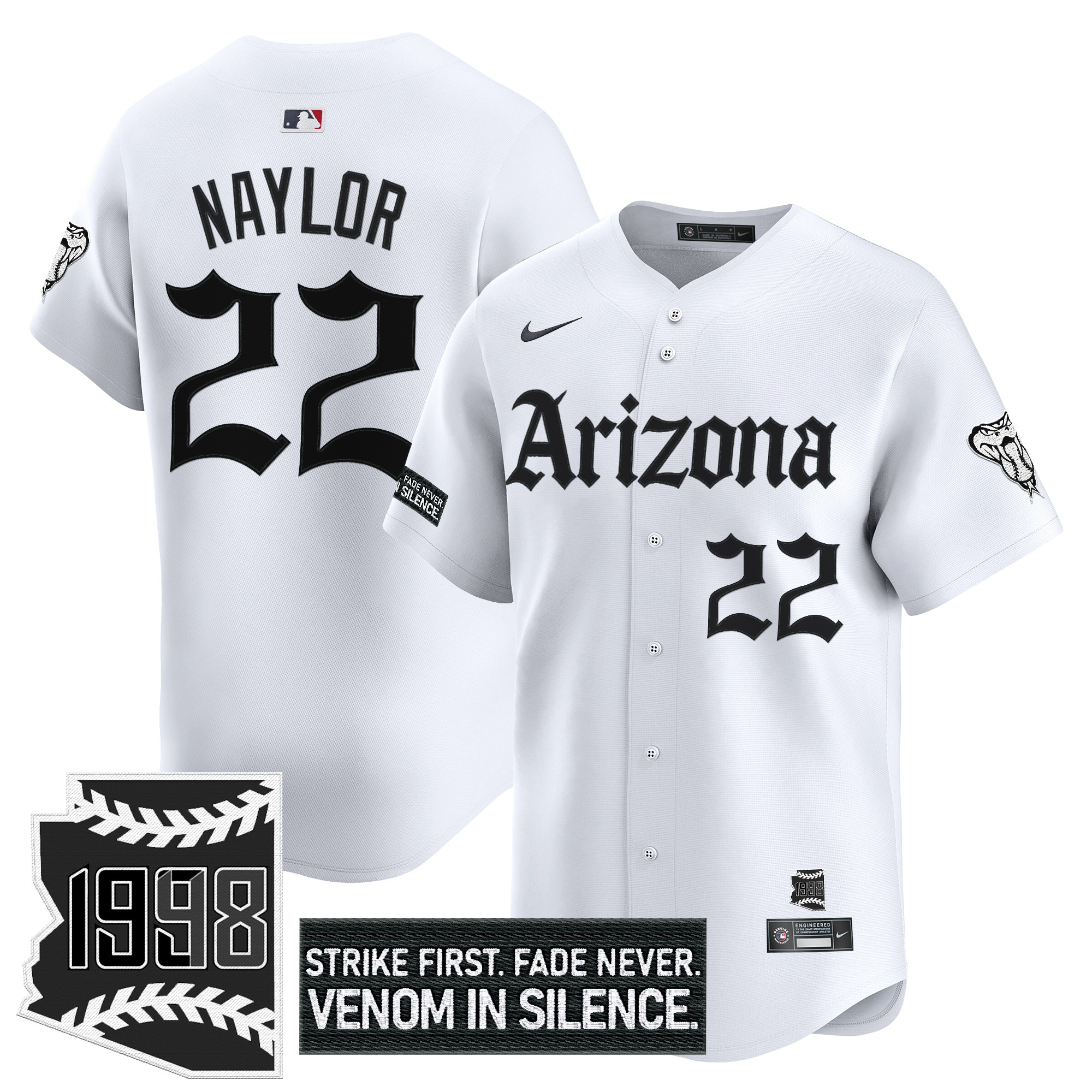 Josh Naylor Men's Arizona Diamondbacks Gothic Desert Fang Edition Vapor Premier Limited White Jersey - All Stitched