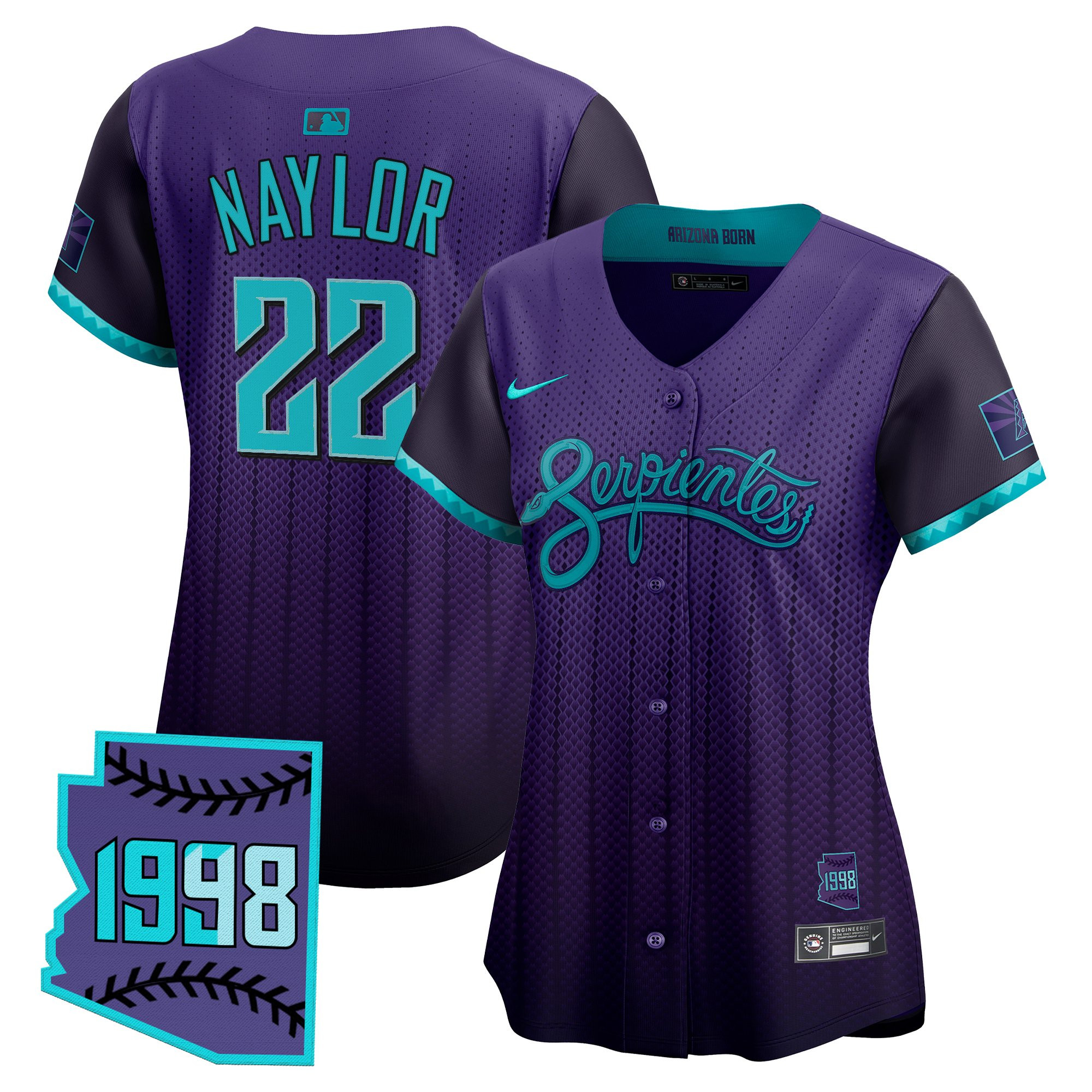 Josh Naylor Women's Arizona Diamondbacks 2025 City Connect Vapor Premier Limited Purple Jersey V2 - Stitched