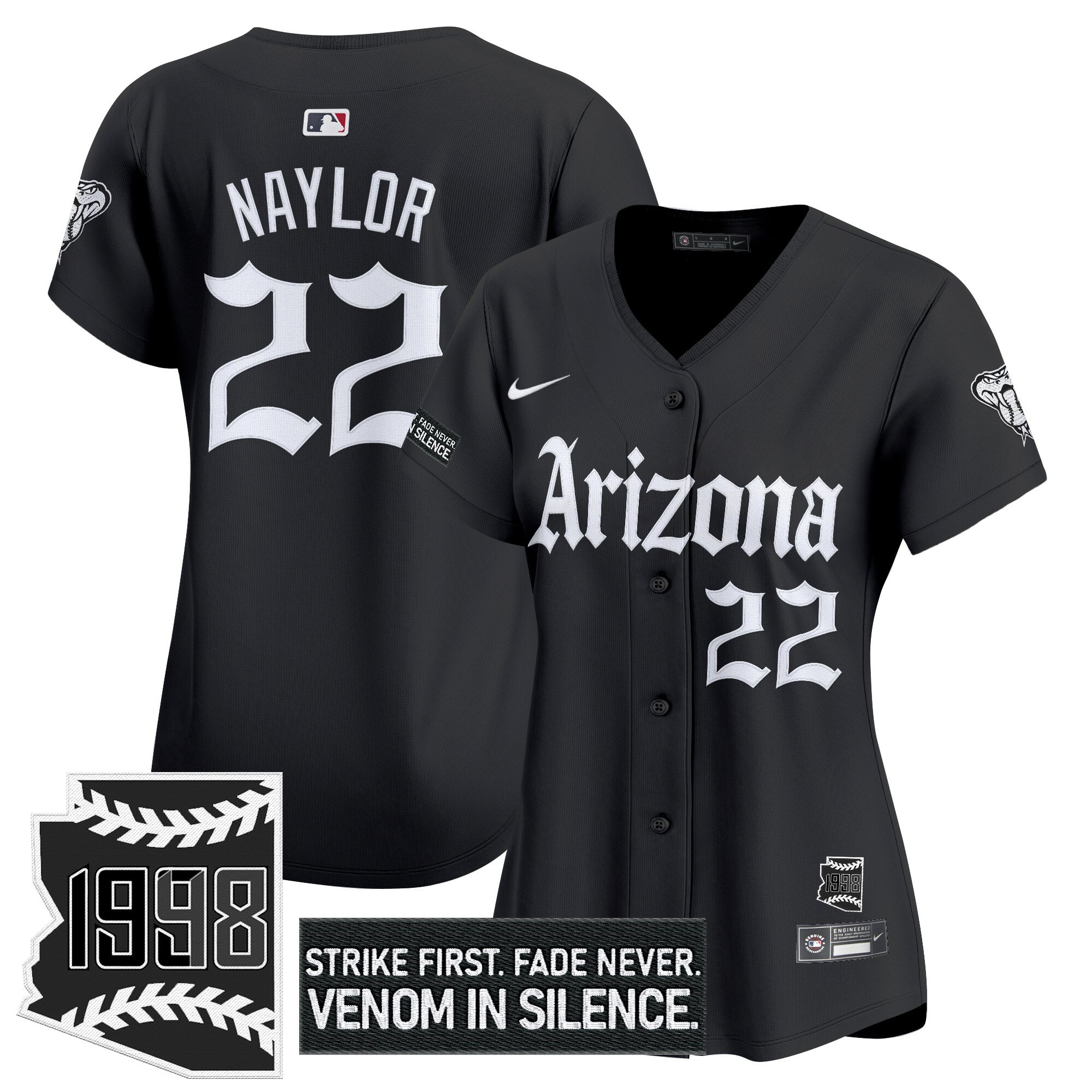 Josh Naylor Women's Arizona Diamondbacks Gothic Desert Fang Edition Vapor Premier Limited Black Jersey - All Stitched