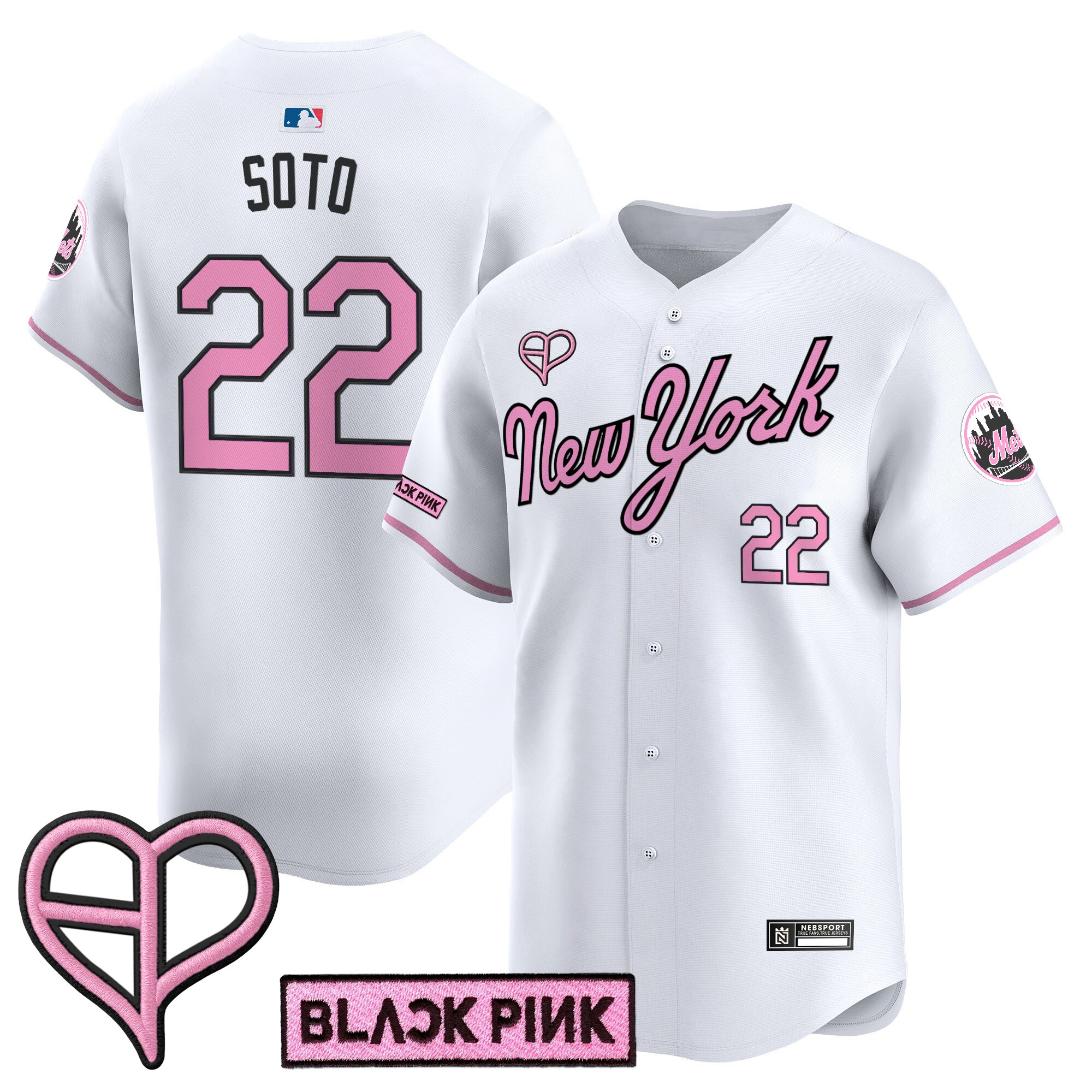 Juan Soto Unisex New York Mets x BLACKPINK 2025 Vapor Premier Limited White Jersey - All Stitched