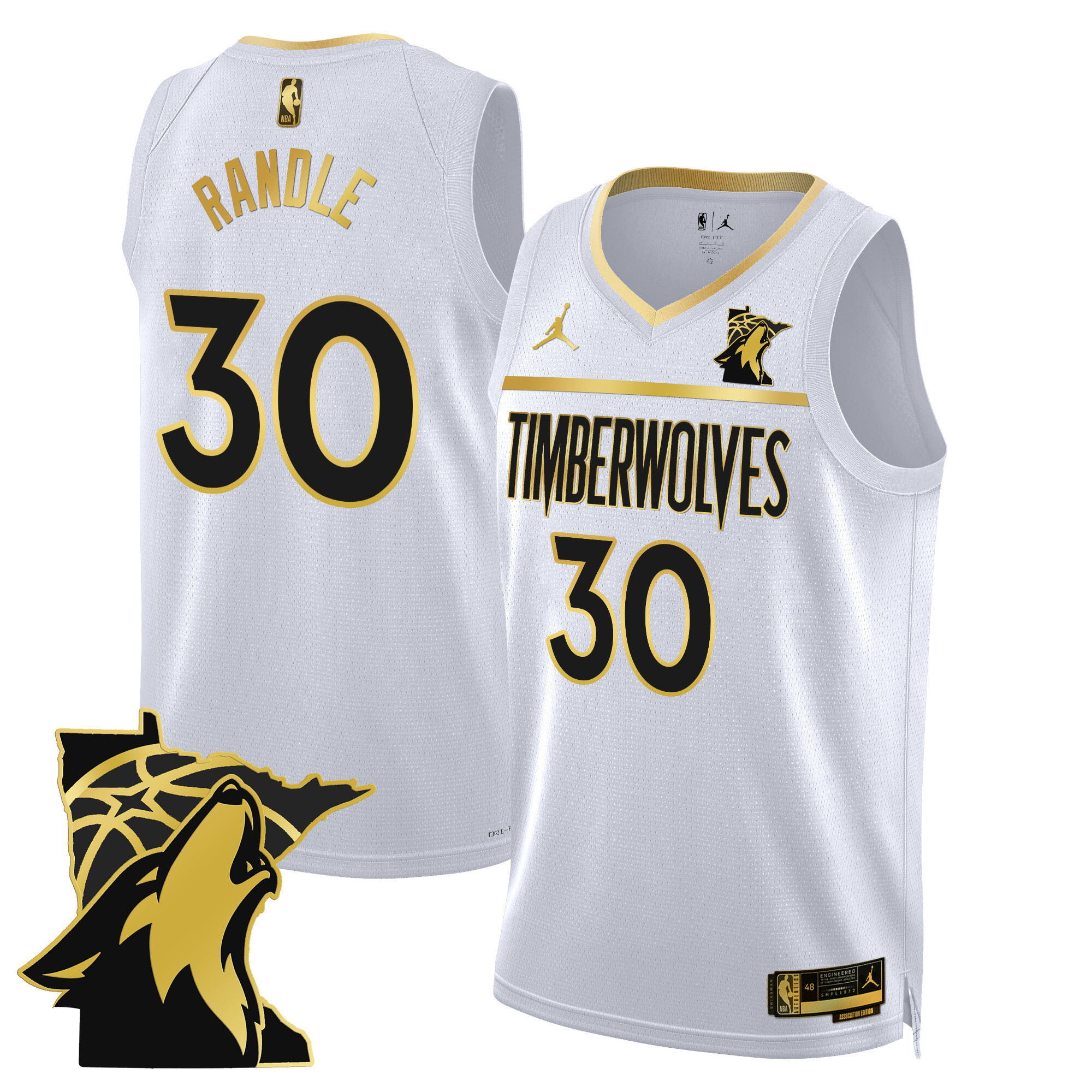 Julius Randle Men's Minnesota Timberwolves Swingman White Gold Jersey - Minnesota Patch - All Stitched