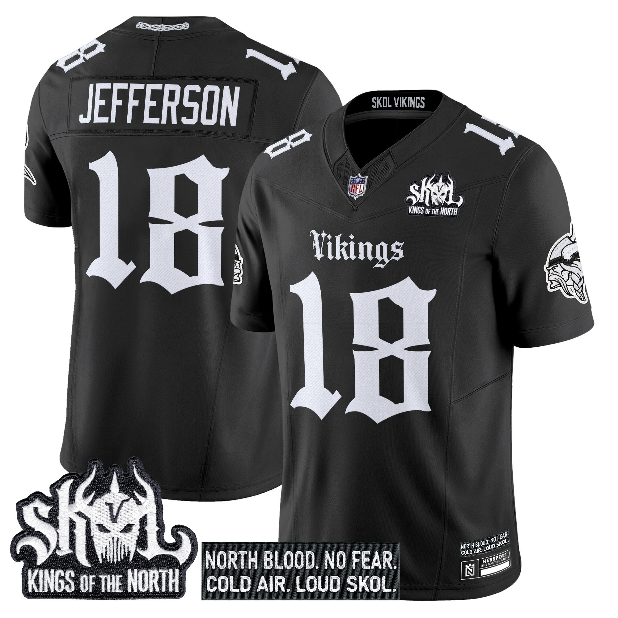 Justin Jefferson Men's Minnesota Vikings Gothic Norseblood Edition Vapor Limited Black Jersey - All Stitched