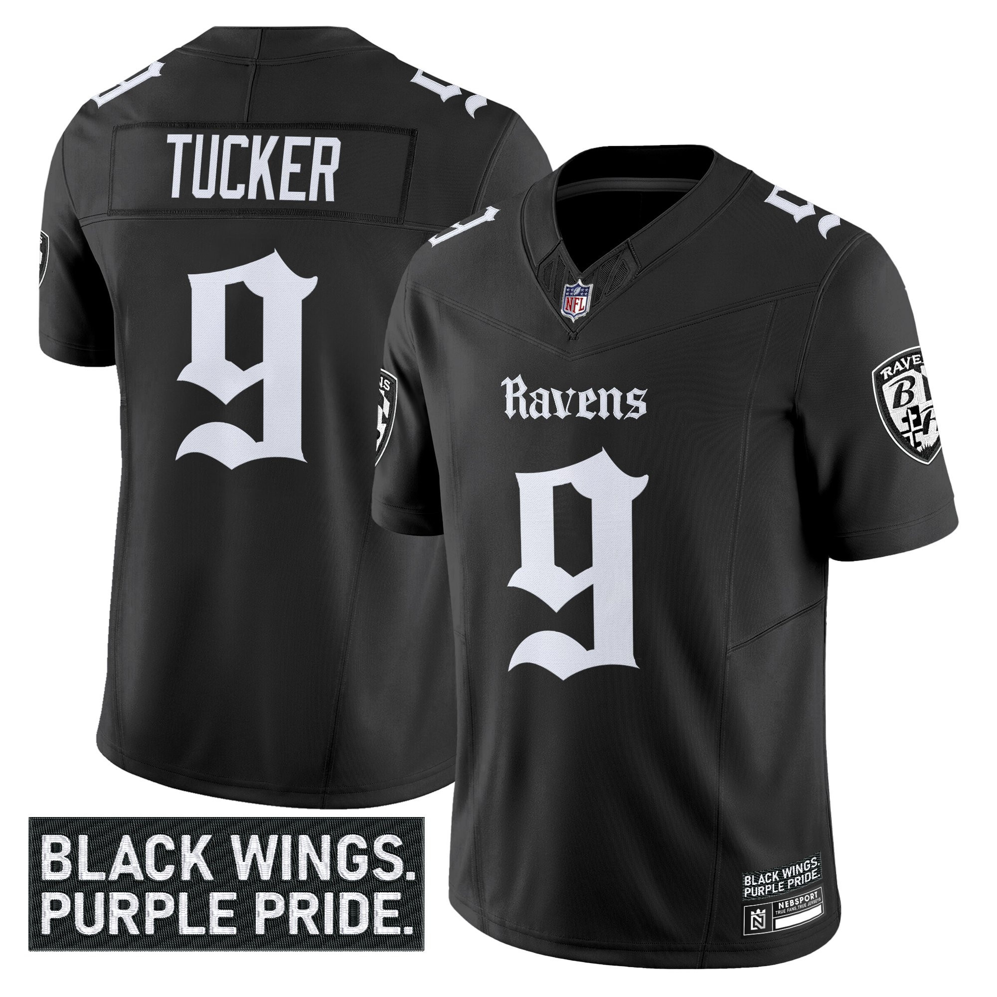 Justin Tucker Men's Baltimore Ravens Gothic Nevermore Edition Vapor Limited Black Jersey - All Stitched