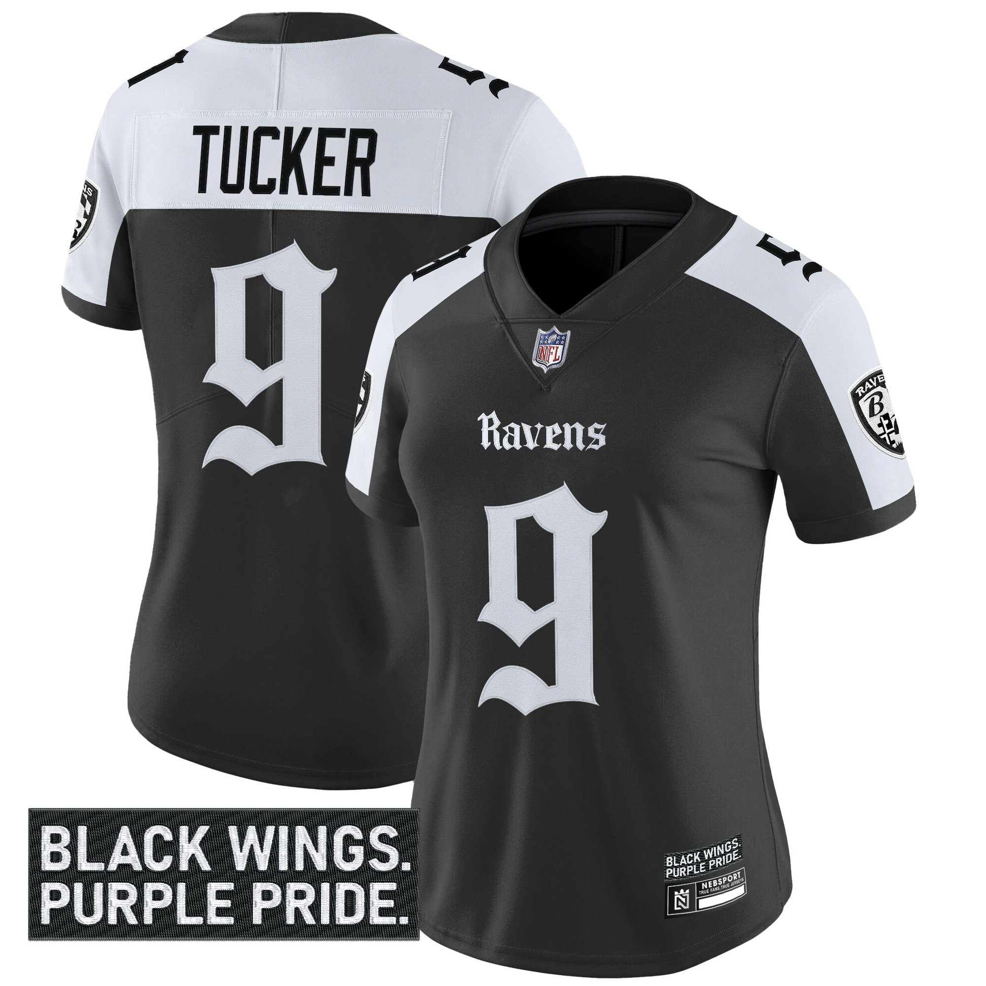Justin Tucker Women's Baltimore Ravens Gothic Nevermore Edition Vapor Limited Alternate Jersey - All Stitched