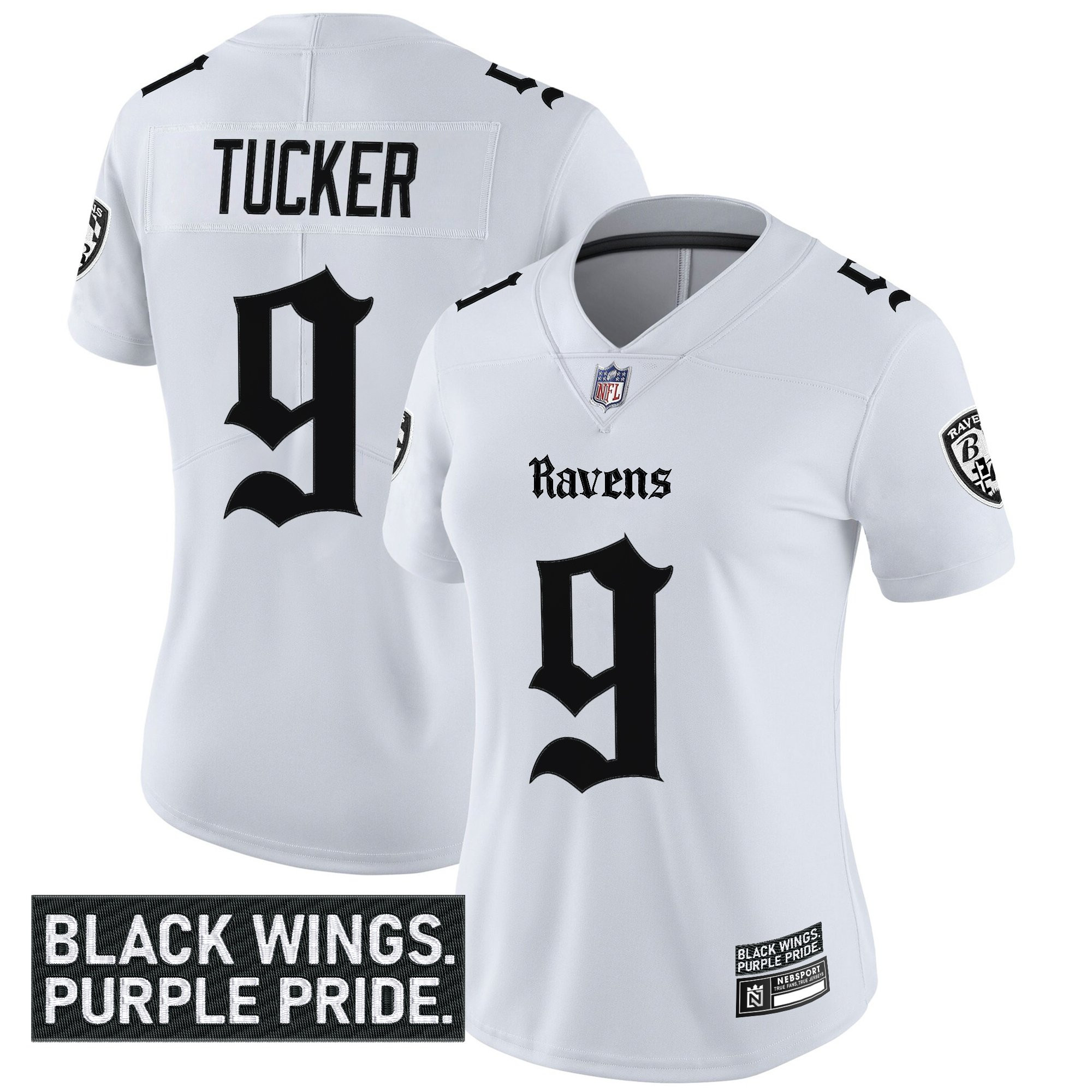 Justin Tucker Women's Baltimore Ravens Gothic Nevermore Edition Vapor Limited White Jersey - All Stitched