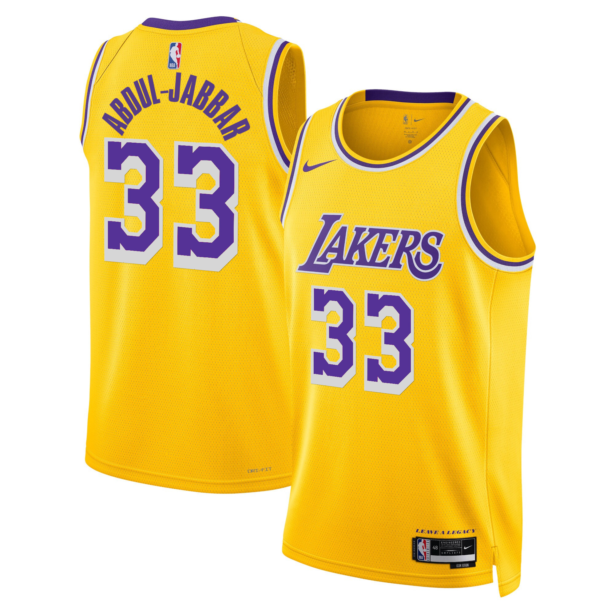 Kareem Abdul-Jabbar Men's Los Angeles Lakers Swingman Icon Jersey - All Stitched