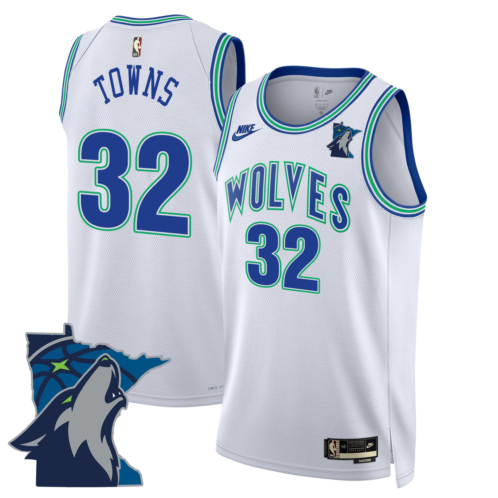 Karl-Anthony Towns Men's Minnesota Timberwolves Swingman Classic Jersey V2 - Minnesota Patch - All Stitched