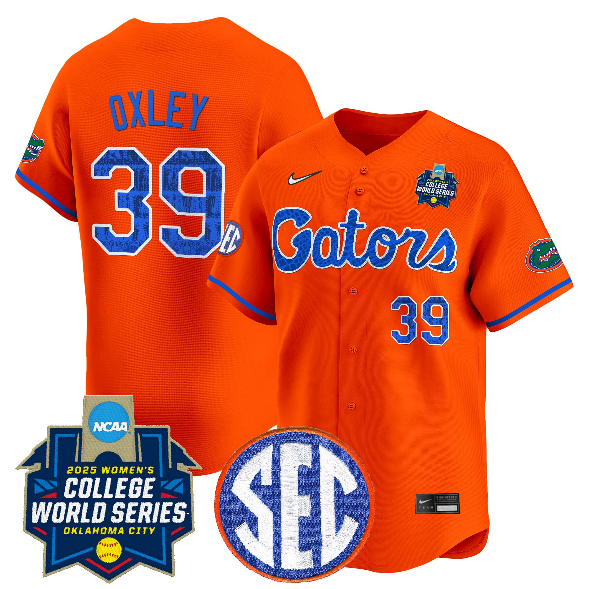 Katelynn Oxley Men's Size - Florida Gators Softball 2025 World Series (WCWS) Vapor Premier Limited Orange Jersey - All Stitched
