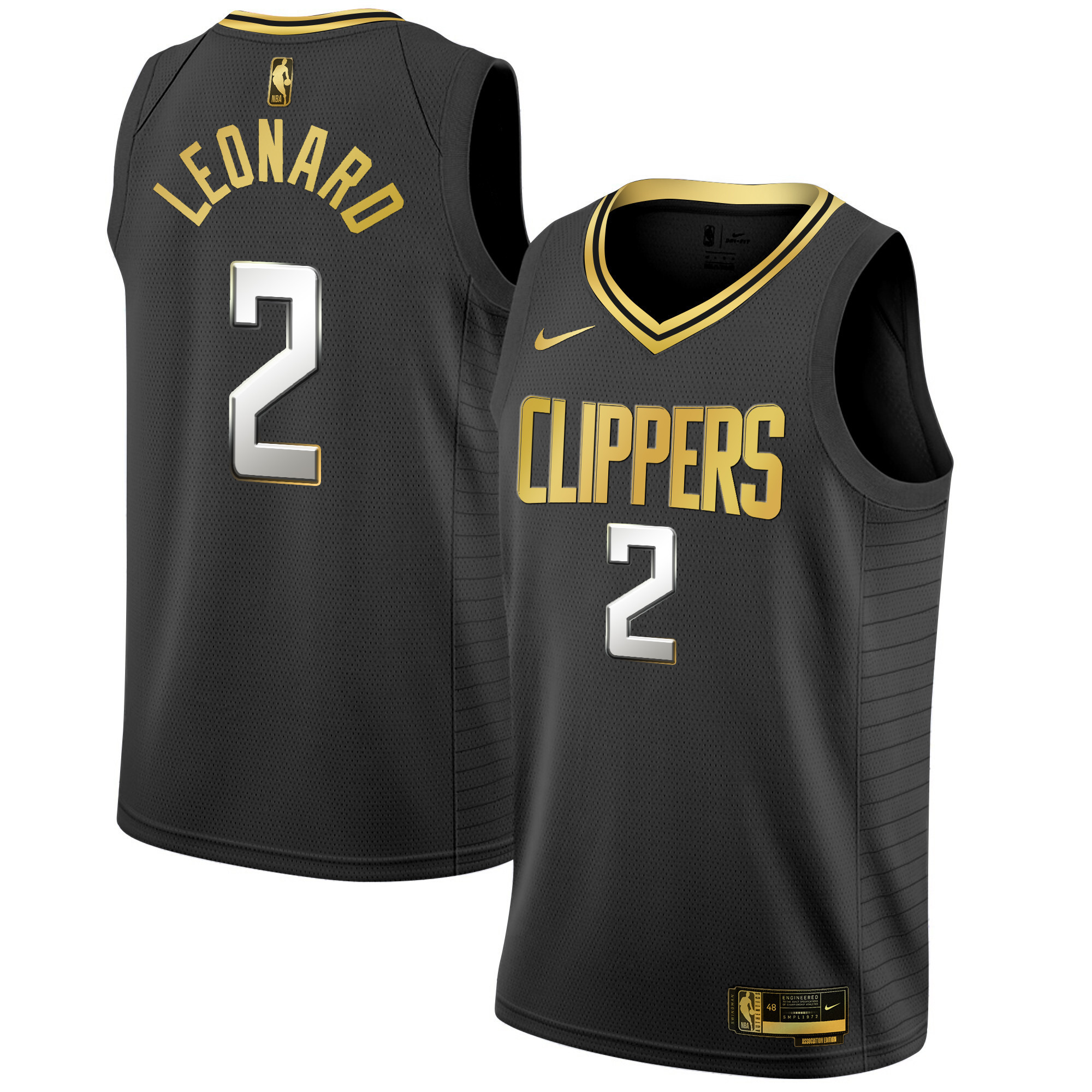 Kawhi Leonard Men's Los Angeles Clippers Swingman Black Gold Jersey - All Stitched