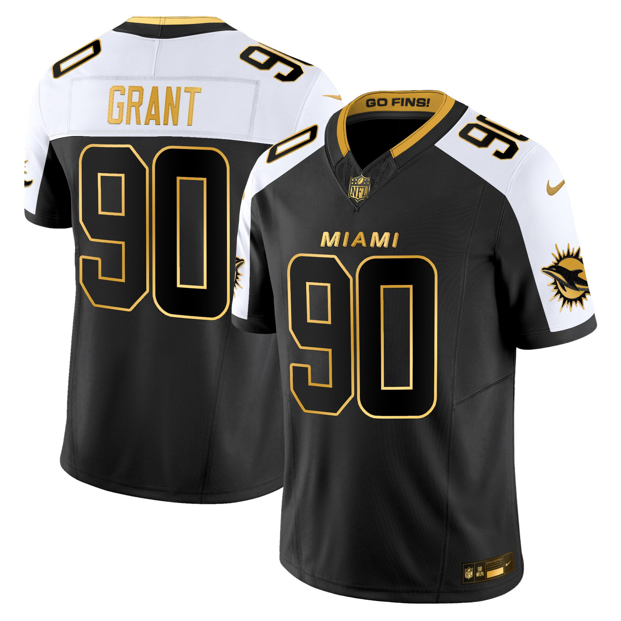 Kenneth Grant Men's Miami Dolphins 2025 Rivalries Gold Vapor Limited Alternate Jersey - All Stitched
