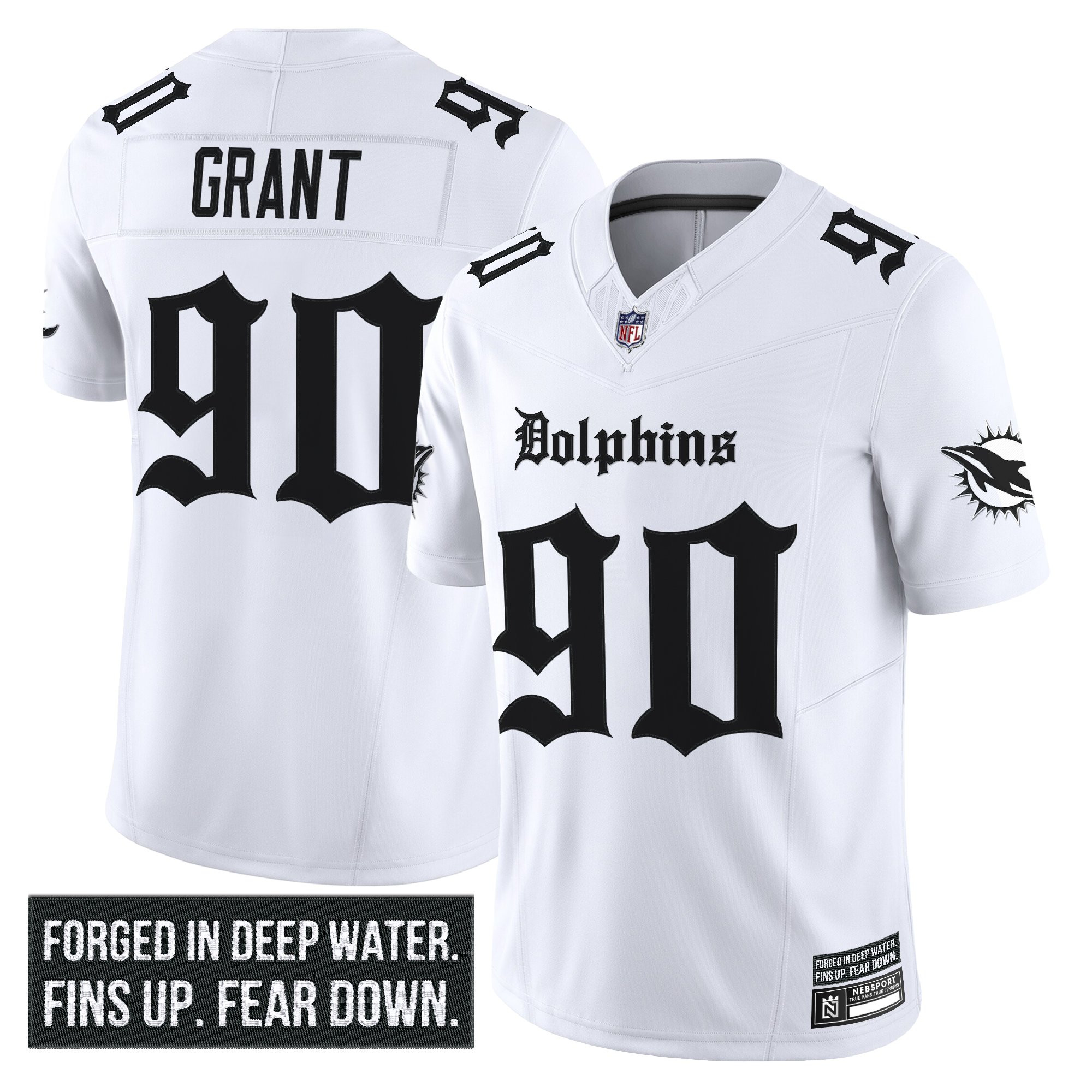 Kenneth Grant Men's Miami Dolphins Gothic Deep Water Edition Vapor Limited White Jersey - All Stitched