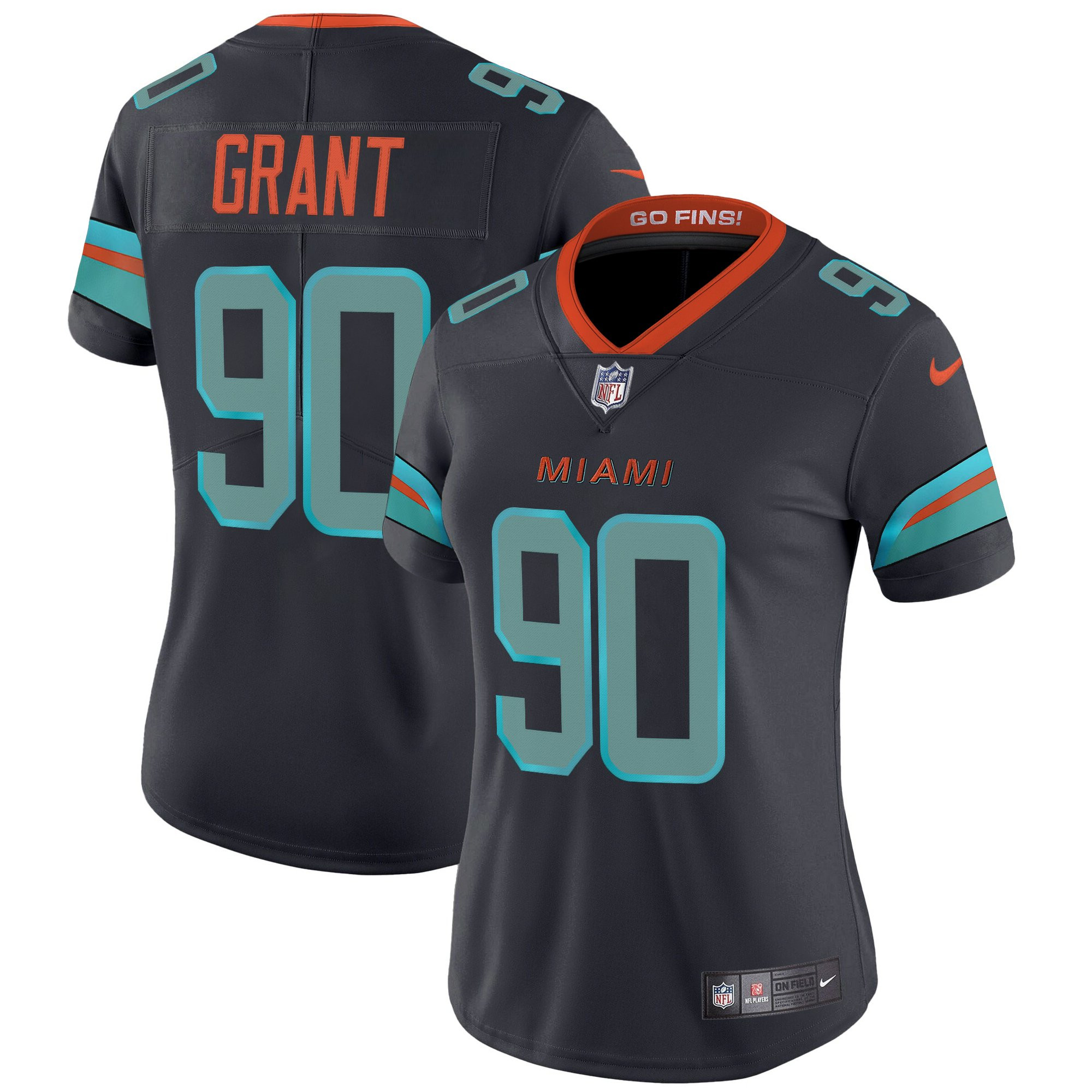 Kenneth Grant Women's Miami Dolphins 2025 Rivalries Vapor Limited Dark Waters Jersey - All Stitched