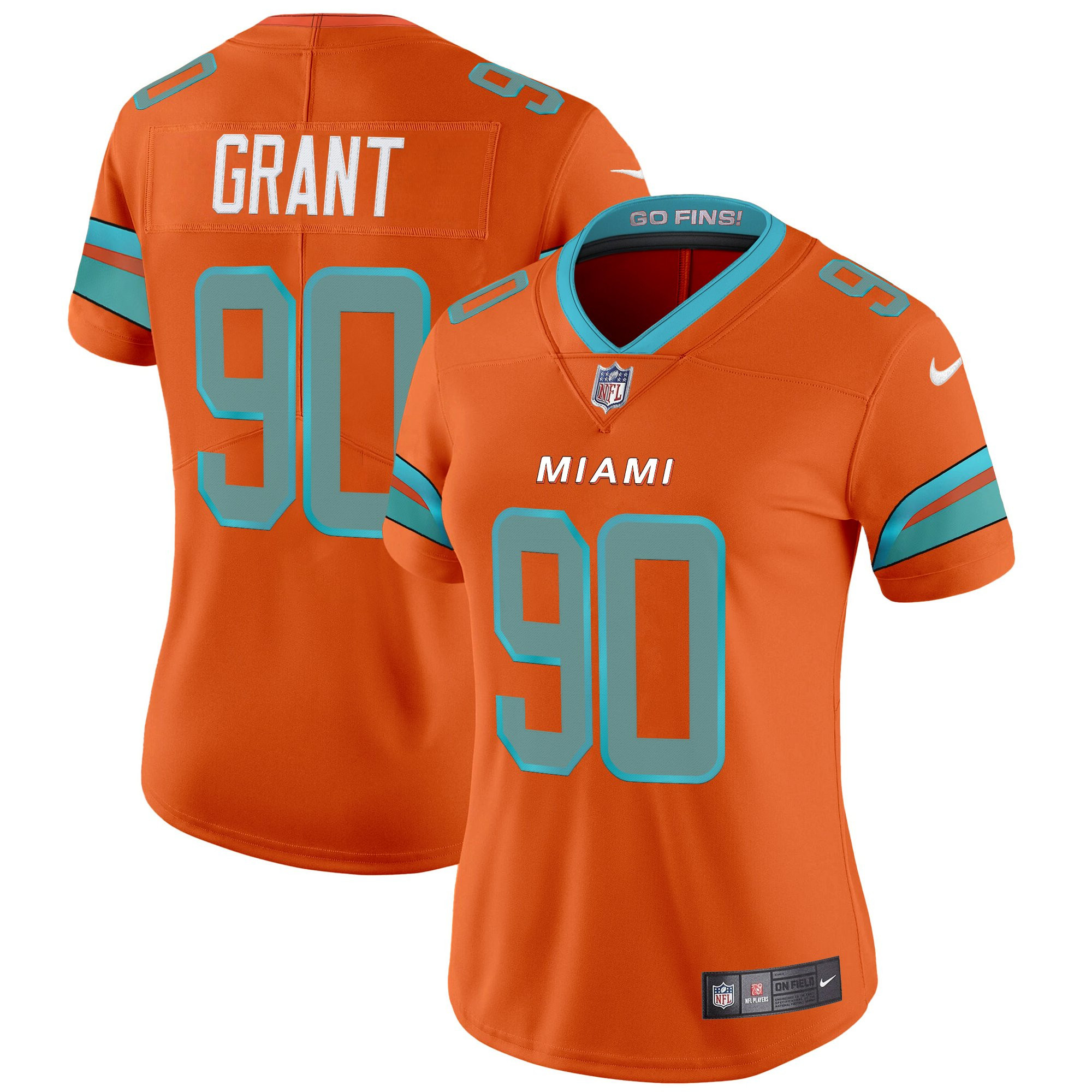 Kenneth Grant Women's Miami Dolphins 2025 Rivalries Vapor Limited Orange Jersey - All Stitched