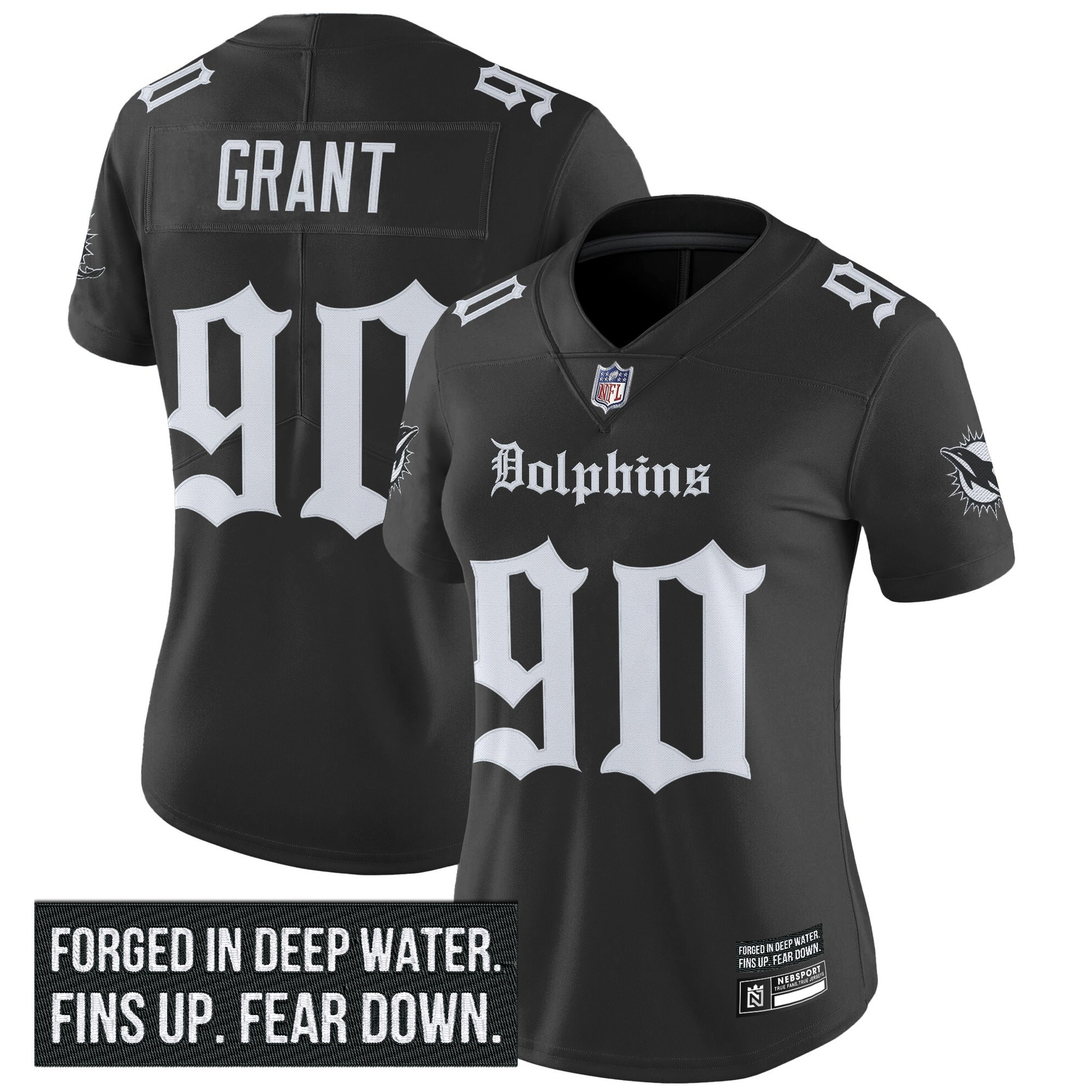 Kenneth Grant Women's Miami Dolphins Gothic Deep Water Edition Vapor Limited Black Jersey - All Stitched