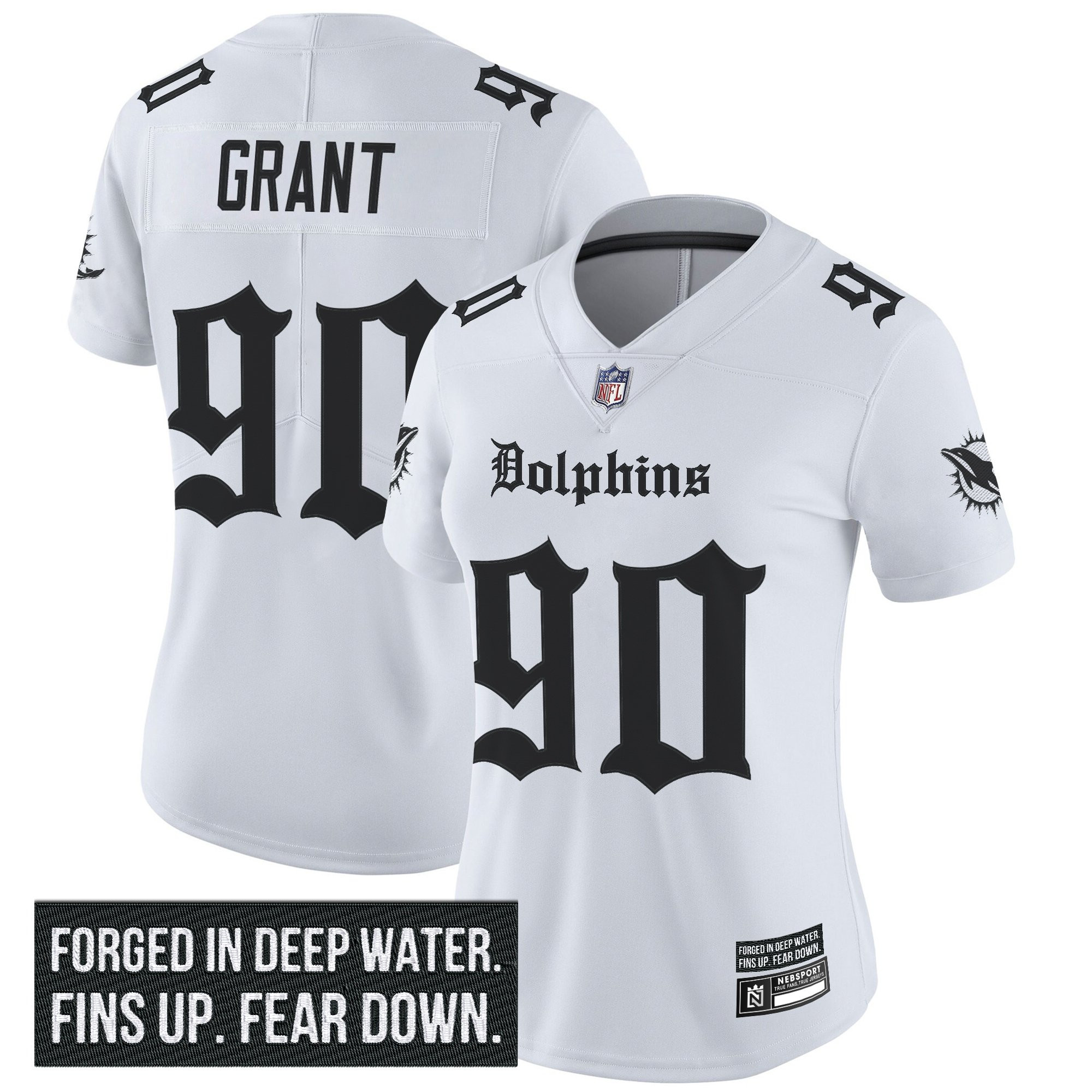 Kenneth Grant Women's Miami Dolphins Gothic Deep Water Edition Vapor Limited White Jersey - All Stitched
