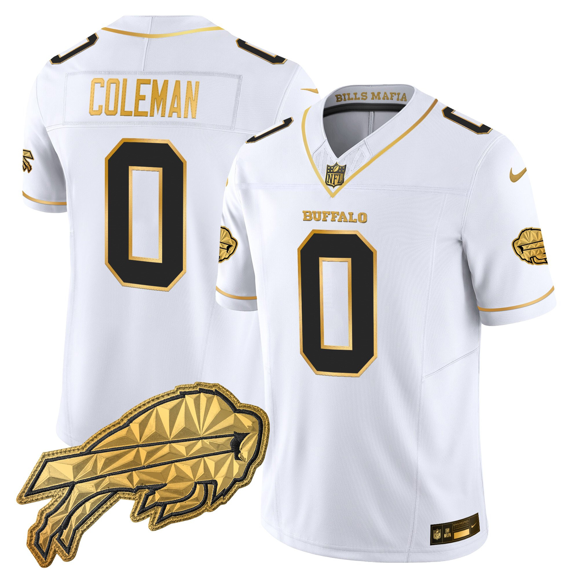 Keon Coleman Men's Buffalo Bills 2025 Rivalries Gold Vapor Limited White Gold Jersey - All Stitched