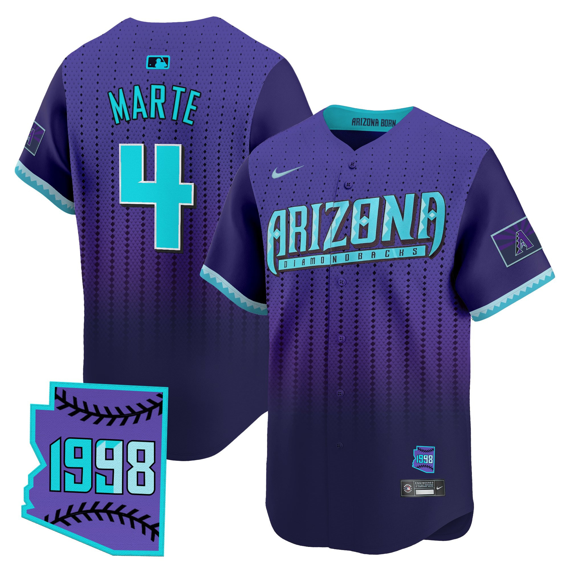 Ketel Marte Men's Arizona Diamondbacks 2025 City Connect Vapor Premier Limited Purple Jersey - Stitched
