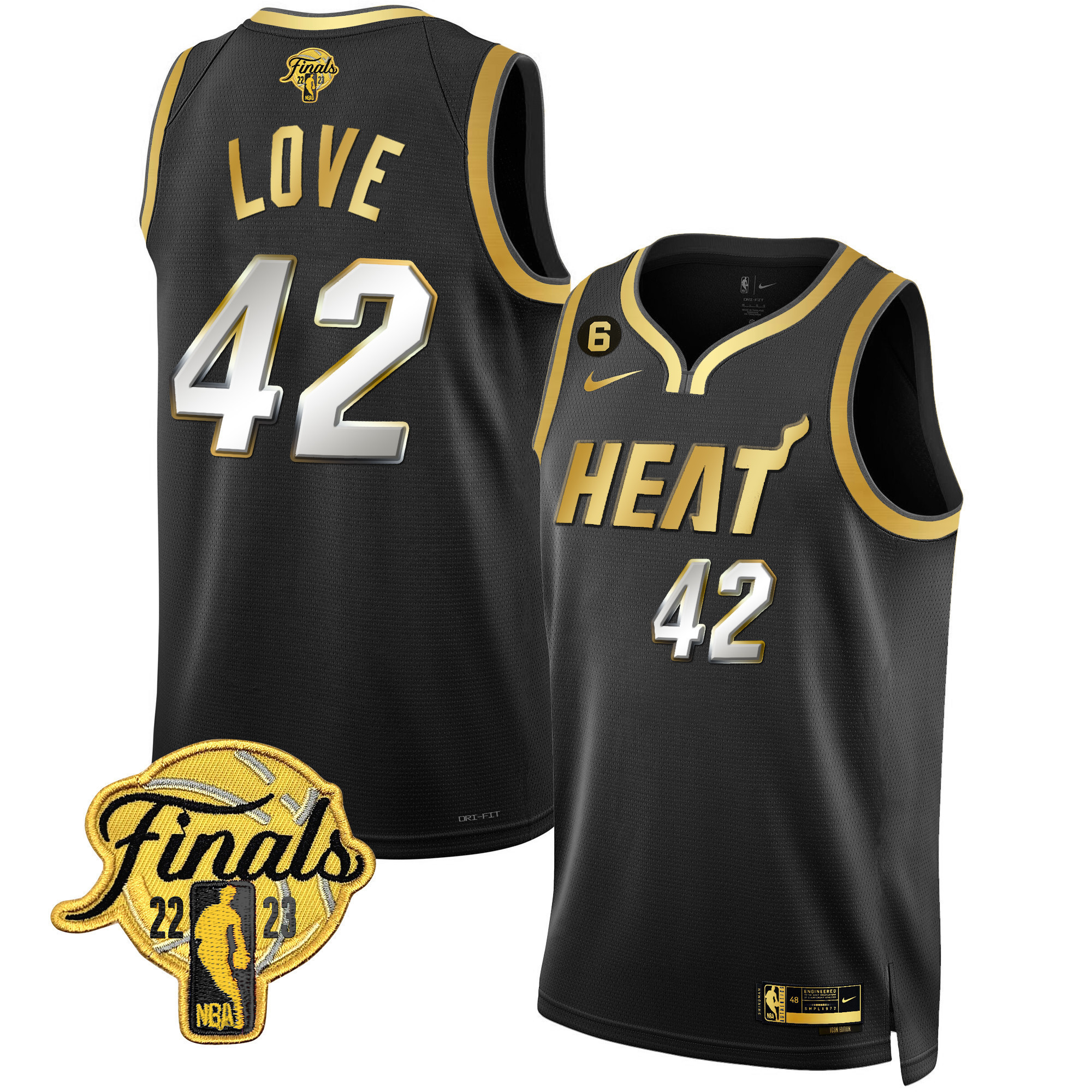 Kevin Love Men's Miami Heat 2023 Finals Patch Collection Black Limited Jersey - All Stitched
