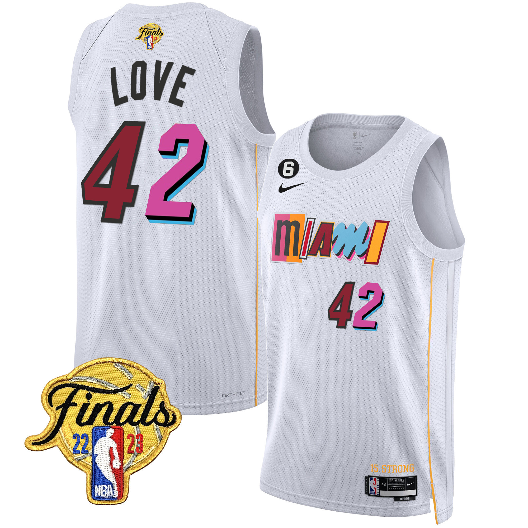 Kevin Love Men's Miami Heat 2023 Finals Patch Collection City White Jersey V2 - All Stitched