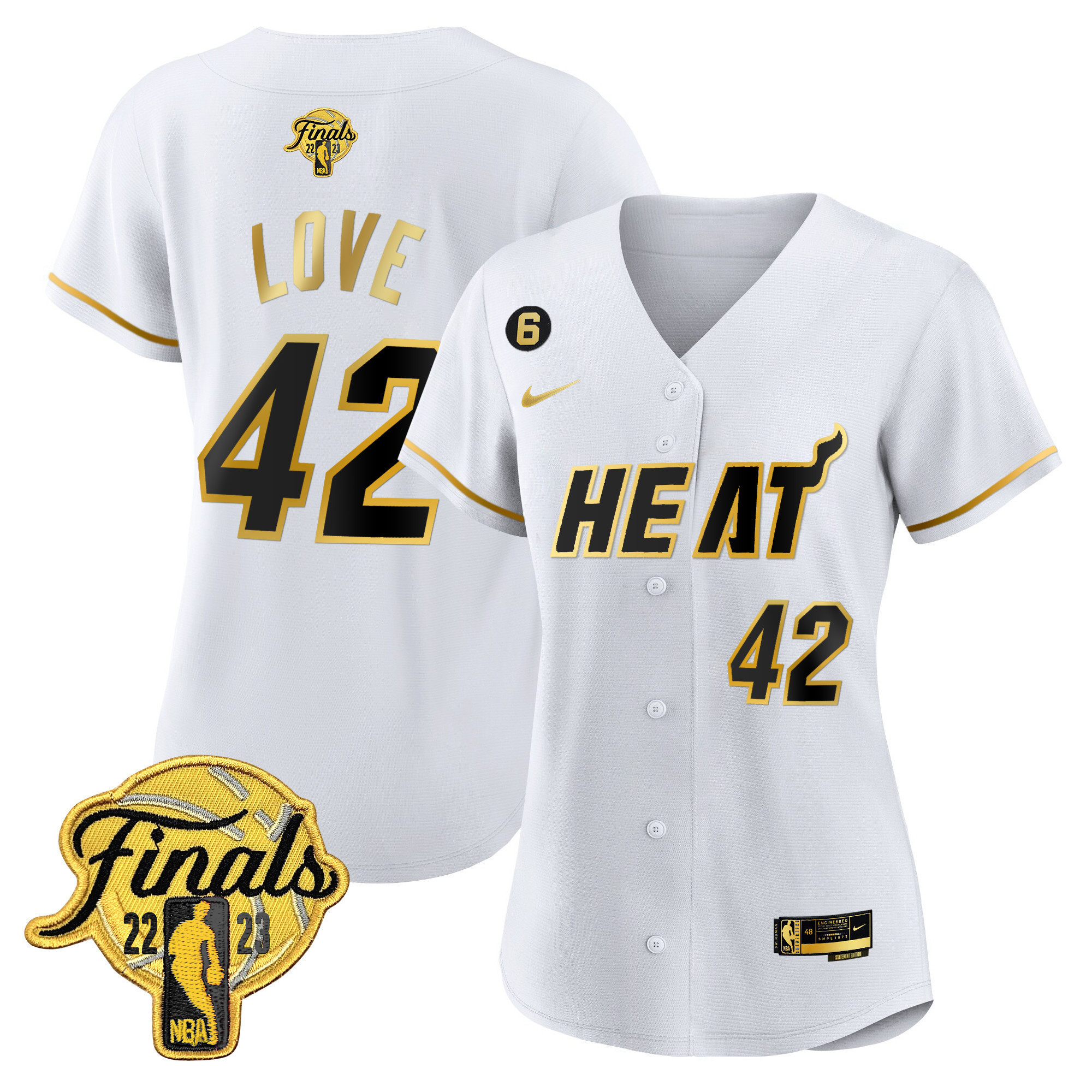 Kevin Love Women's Miami Heat 2023 Finals Baseball Cool Base Black Gold Jersey - All Stitched