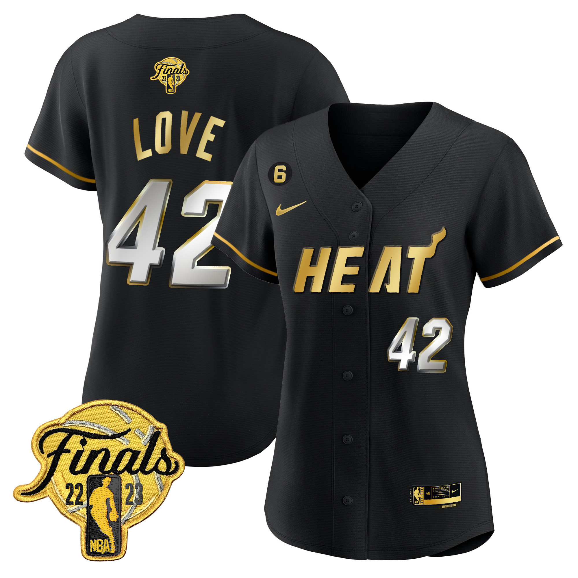 Kevin Love Women's Miami Heat 2023 Finals Baseball Cool Base Black Limited Jersey - All Stitched