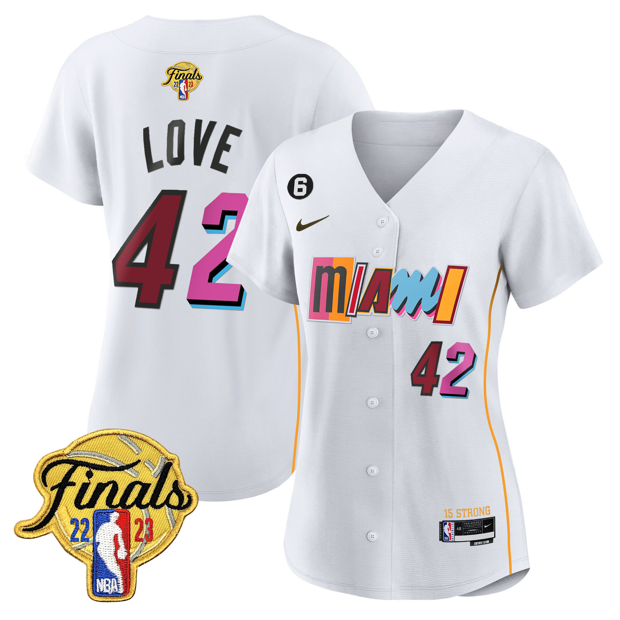Kevin Love Women's Miami Heat 2023 Finals Patch Baseball City White Jersey V2 - All Stitched