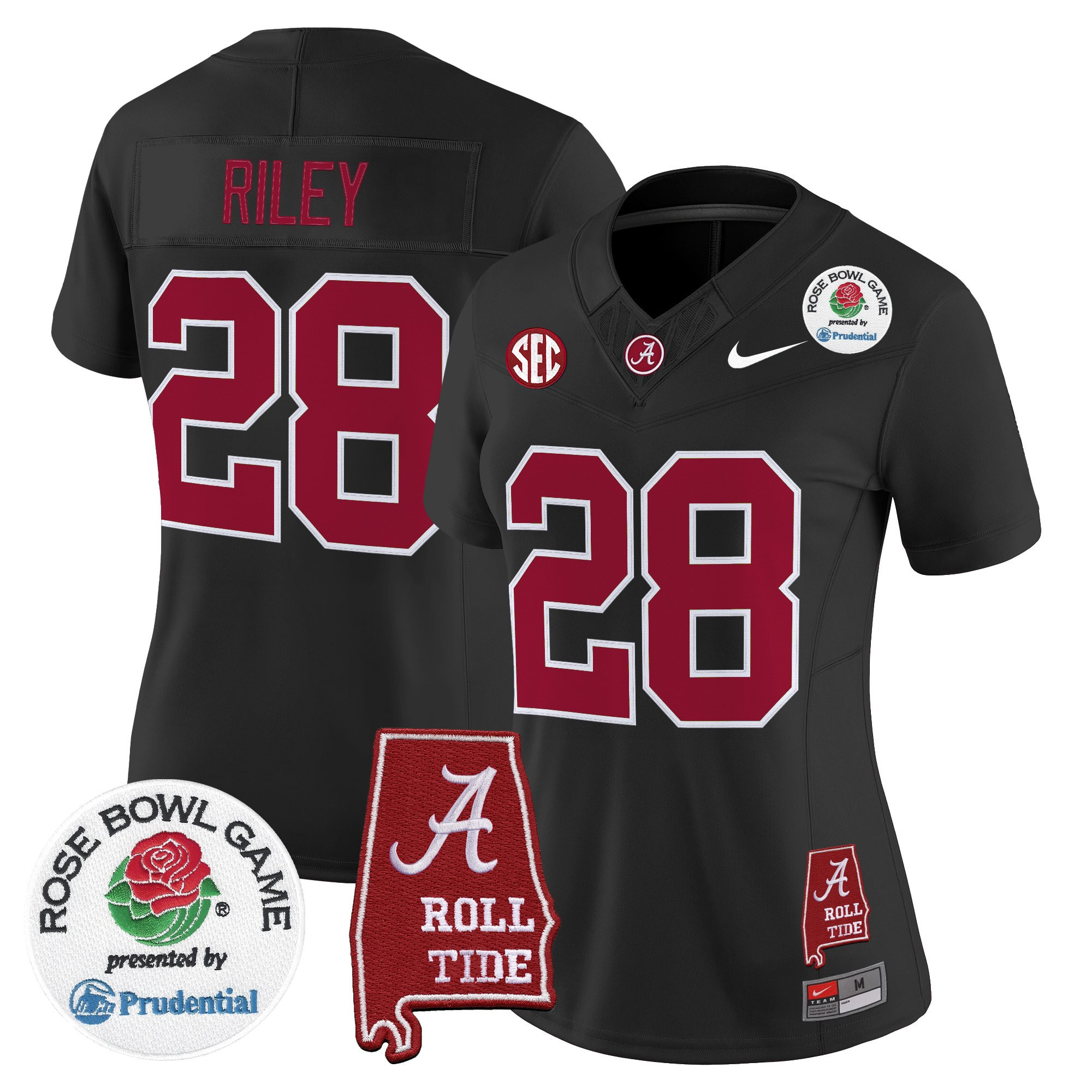 Kevin Riley Women's Alabama Crimson Tide 2026 Rose Bowl Vapor Limited Black Jersey - All Stitched