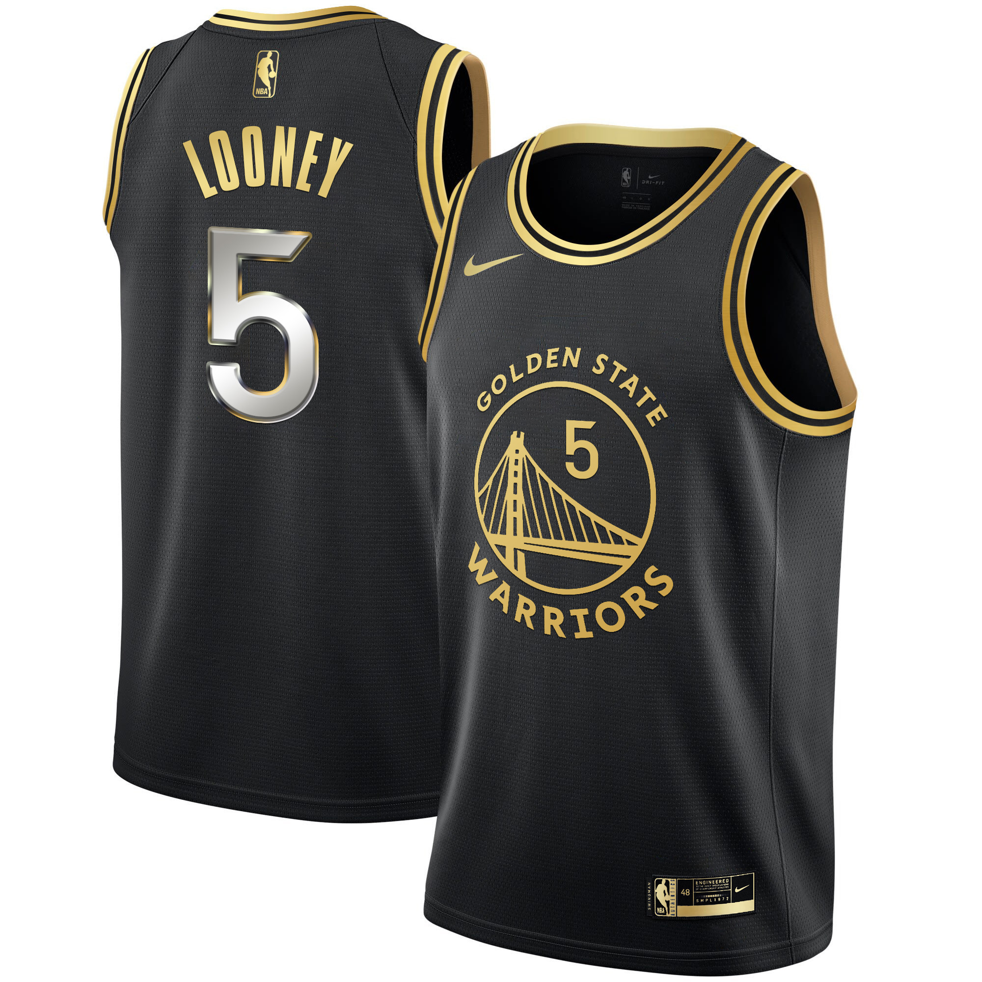 Kevon Looney Men's Golden State Warriors Black Limited & Gold Black Limited Jersey - All Stitched
