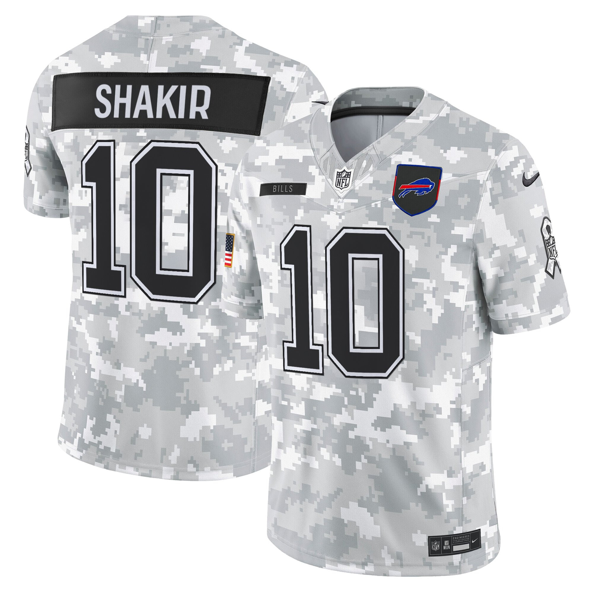 Khalil Shakir Men's Buffalo Bills 2025 Salute to Service Vapor Limited Arctic Camo Jersey - All Stitched