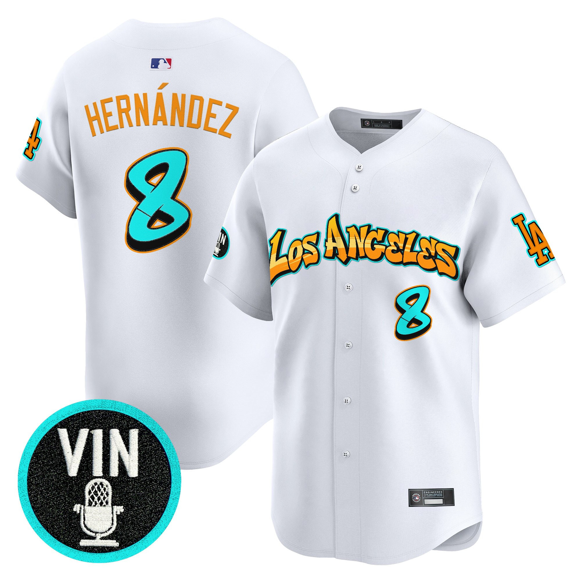 Kike Hernandez Men's Los Angeles Dodgers Graffiti Street Style Edition Vapor Premier Limited White Jersey - All Stitched
