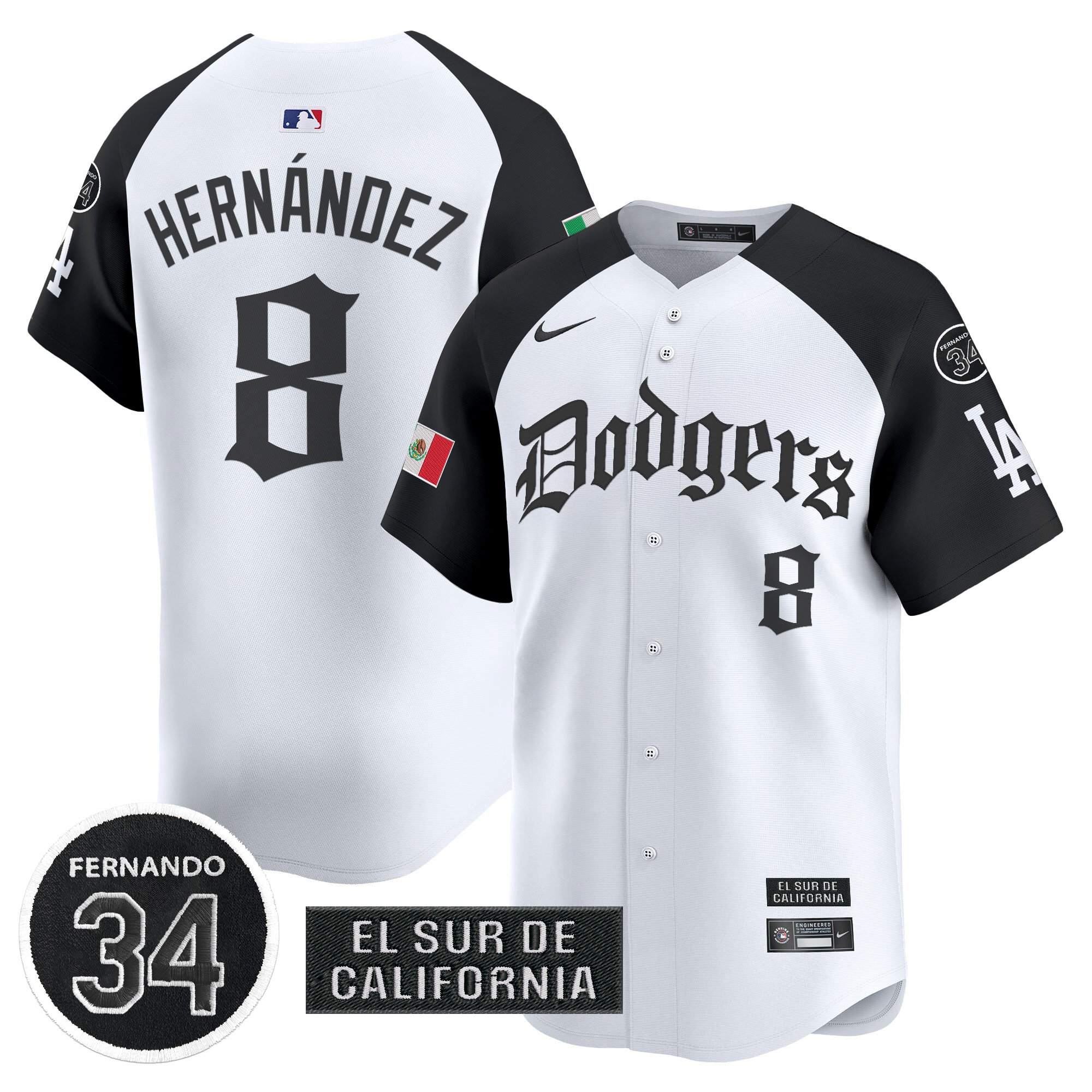 Kike Hernandez Men's Los Angeles Dodgers Mexico 2025 LA Gothic Style Vapor Premier Limited Alternate Jersey V2 - All Stitched