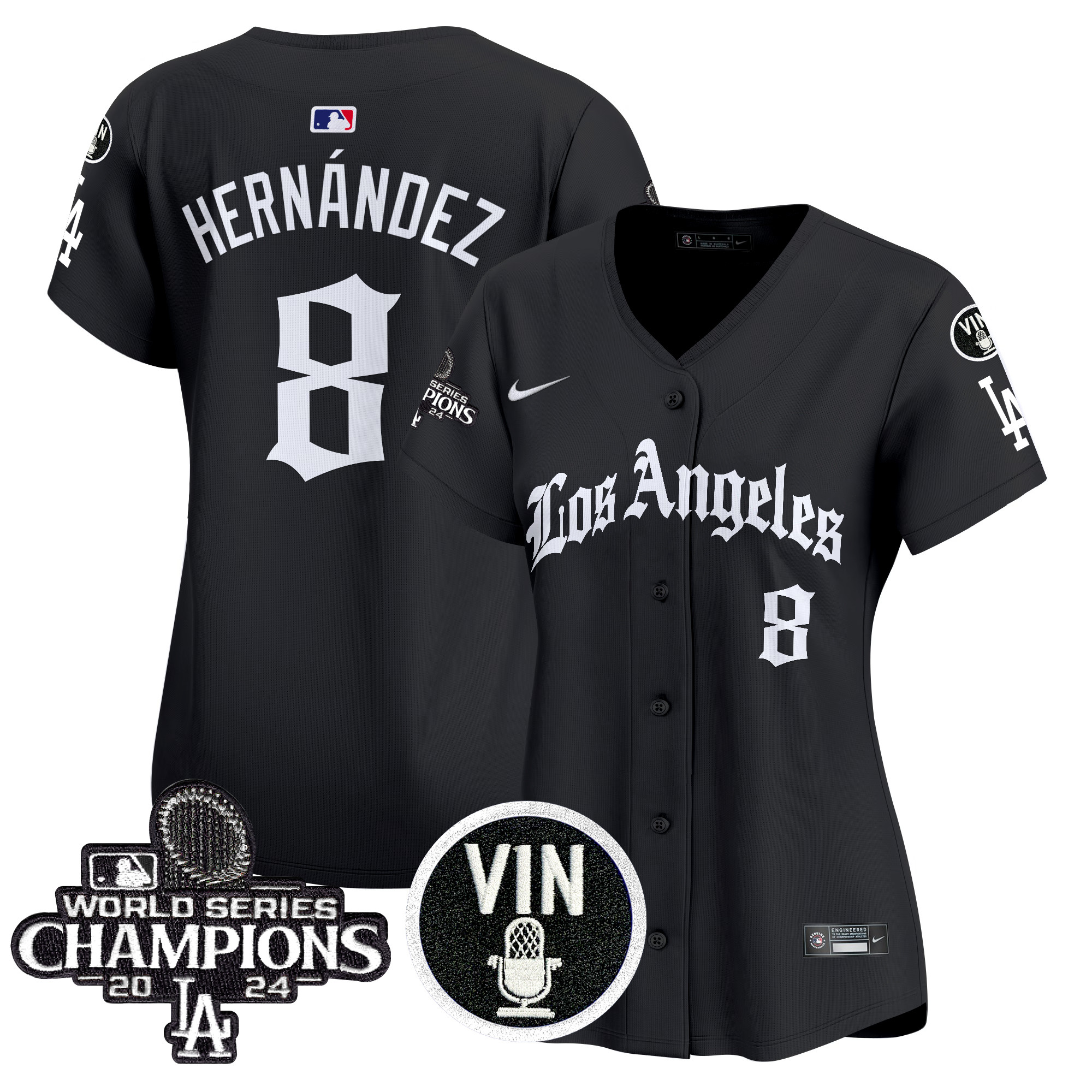 Kike Hernandez Women's Los Angeles Dodgers 2025 LA Gothic Style Vapor Premier Limited Black Jersey - All Stitched