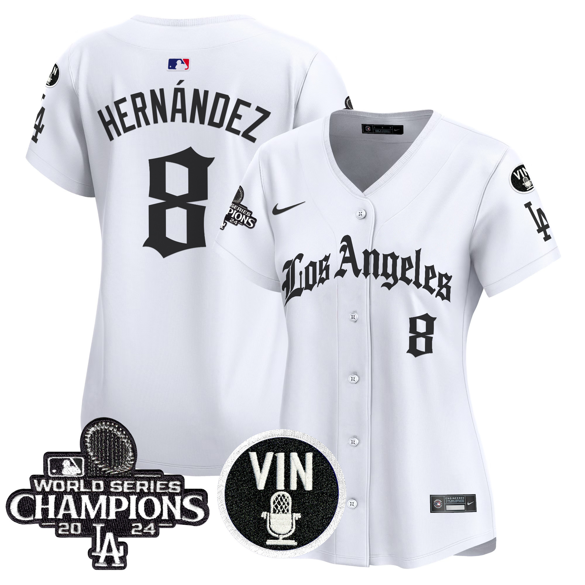 Kike Hernandez Women's Los Angeles Dodgers 2025 LA Gothic Style Vapor Premier Limited White Jersey - All Stitched