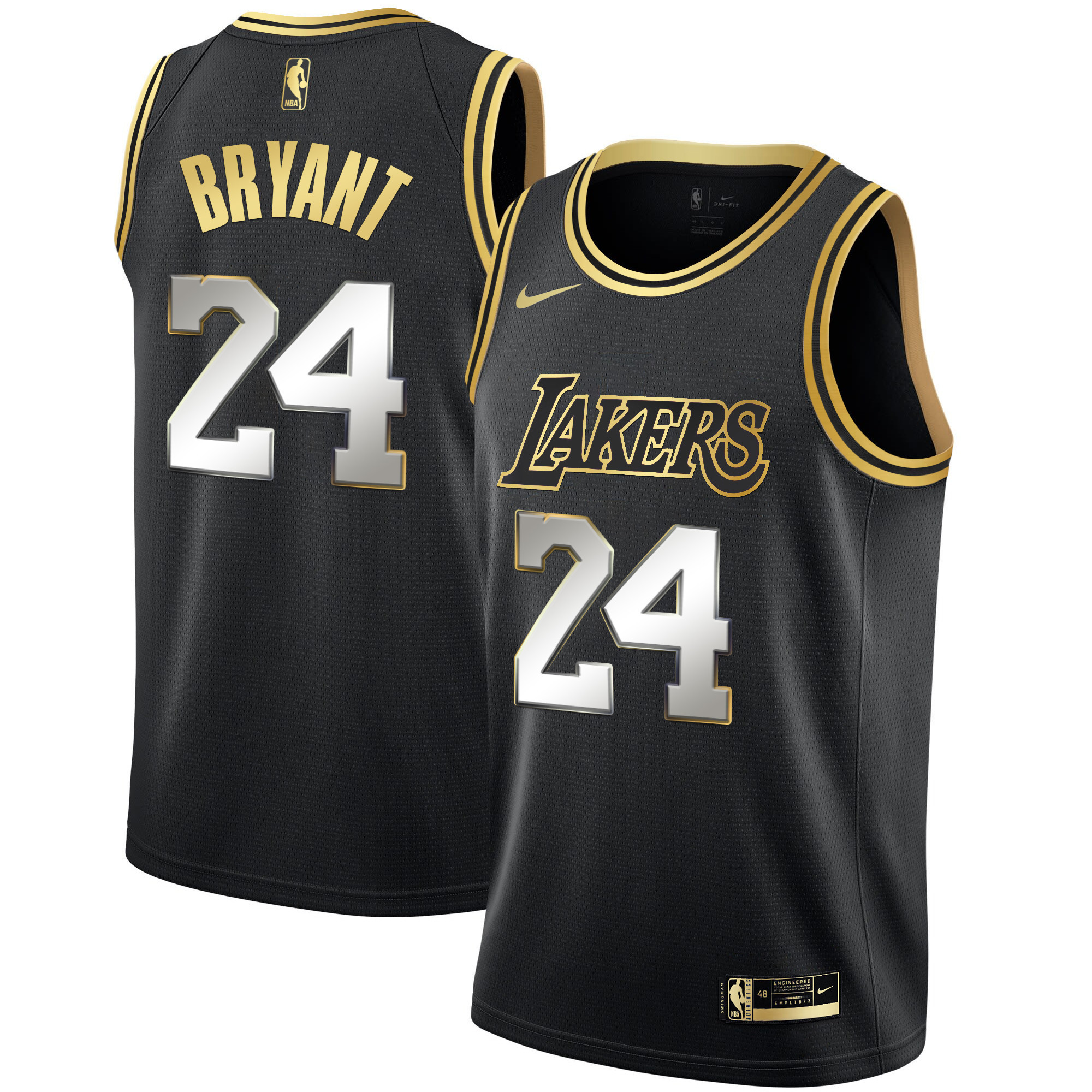 Kobe Bryant #24 Men's Los Angeles Lakers Black Limited & Black Gold Black Limited Jersey - All Stitched