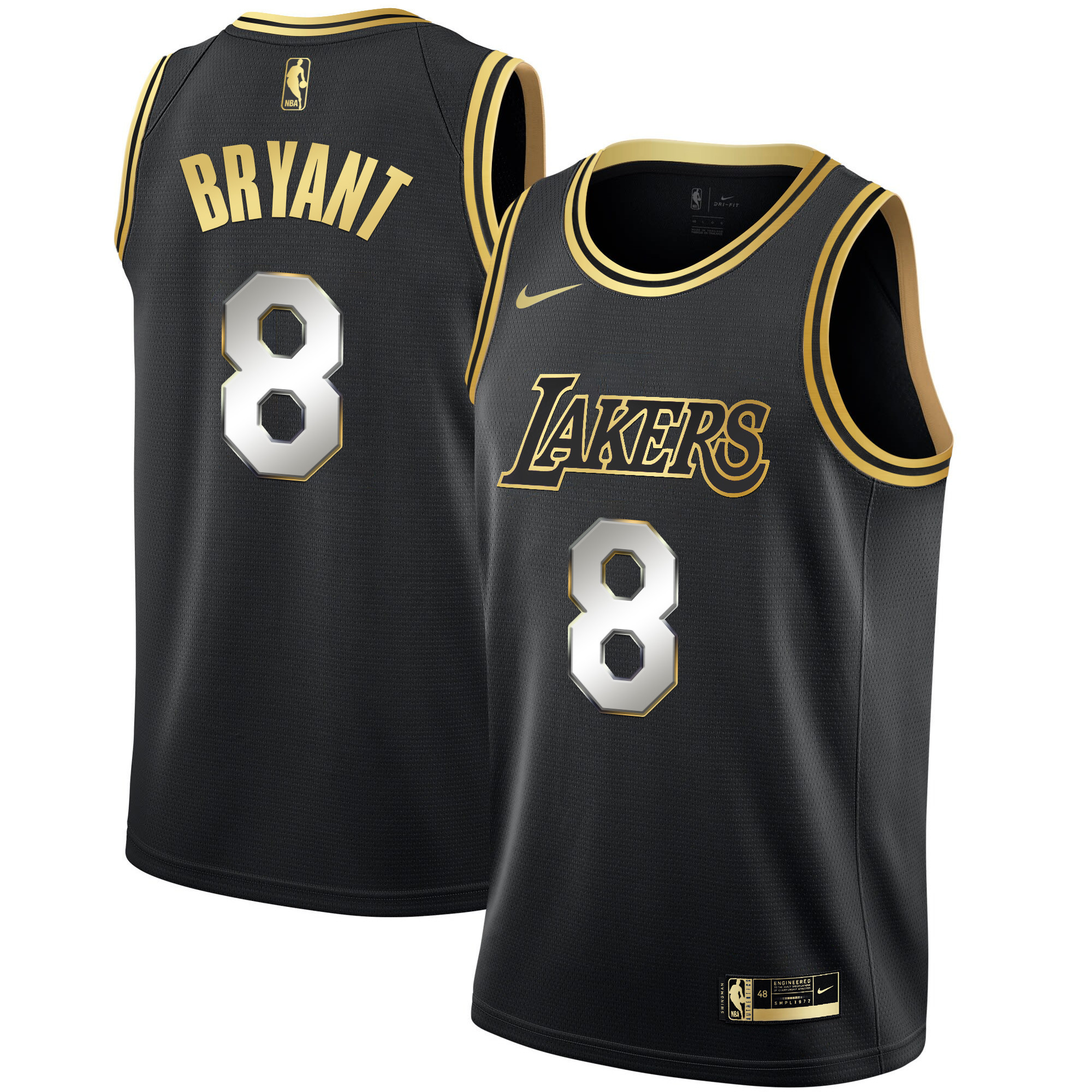 Kobe Bryant #8 Men's Los Angeles Lakers Black Limited & Black Gold Black Limited Jersey - All Stitched