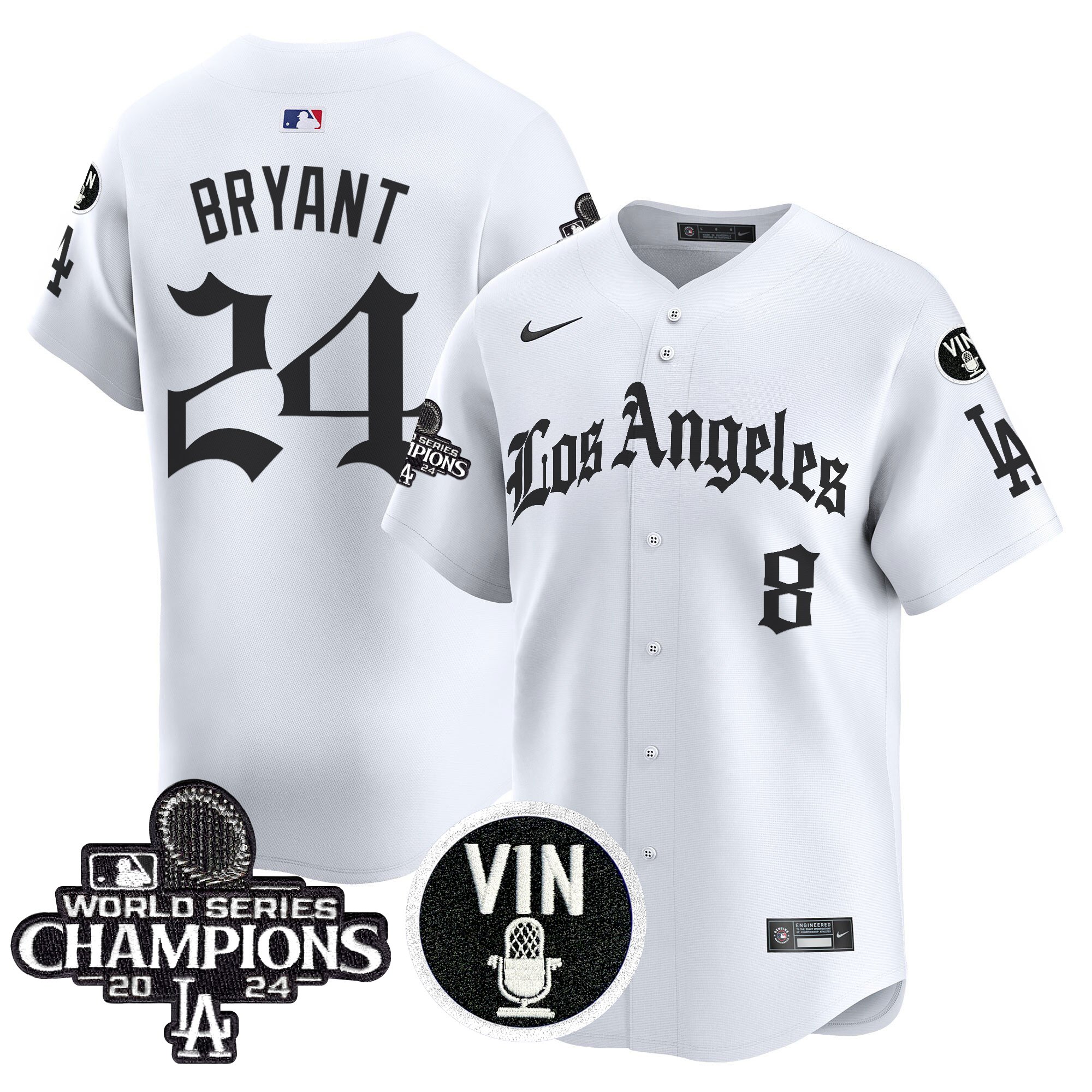 Kobe Bryant Men's Los Angeles Dodgers 2025 LA Gothic Style Vapor Premier Limited White Jersey - All Stitched