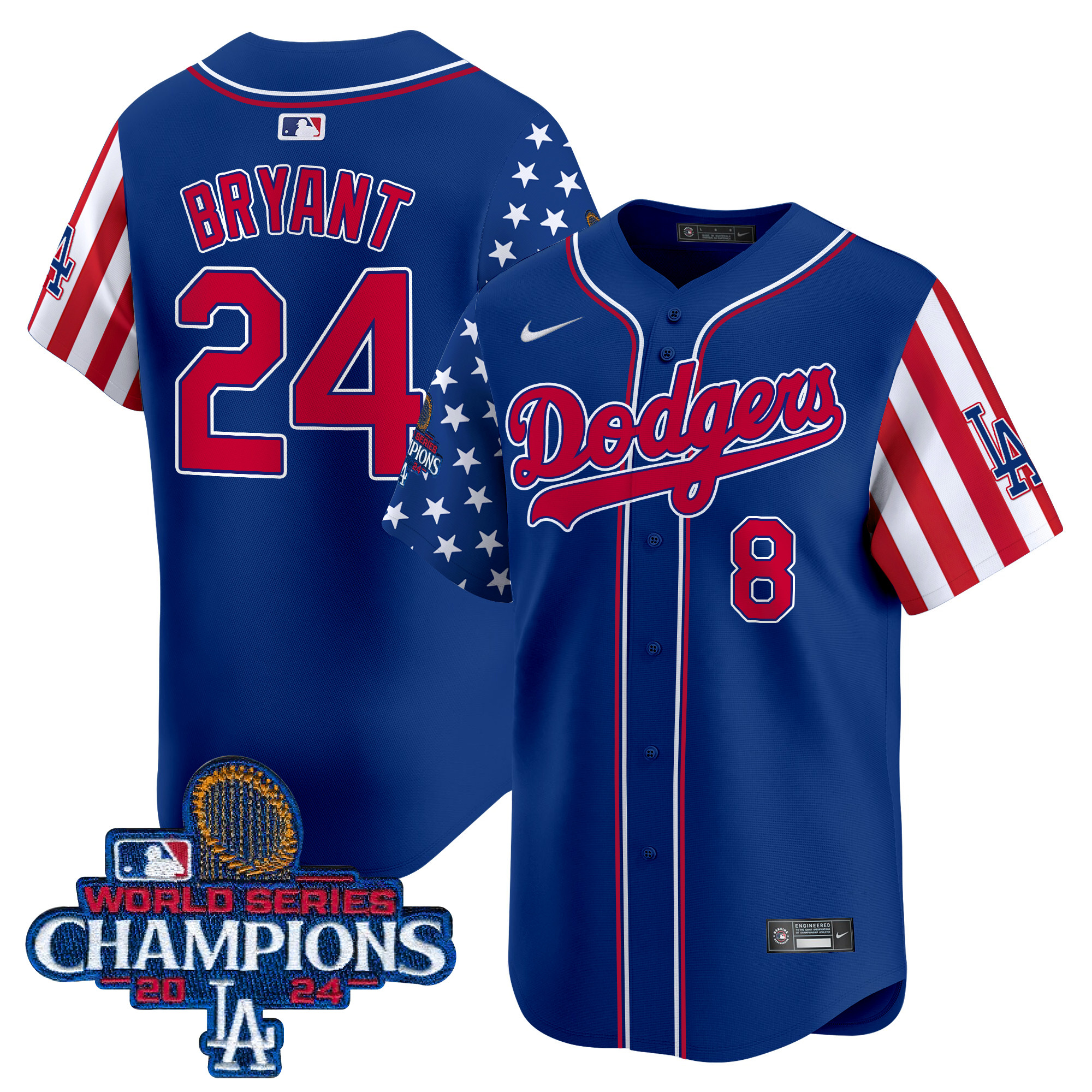 Kobe Bryant Men's Los Angeles Dodgers American Style 2024 World Series Champions Vapor Premier Limited Royal Jersey - All Stitched