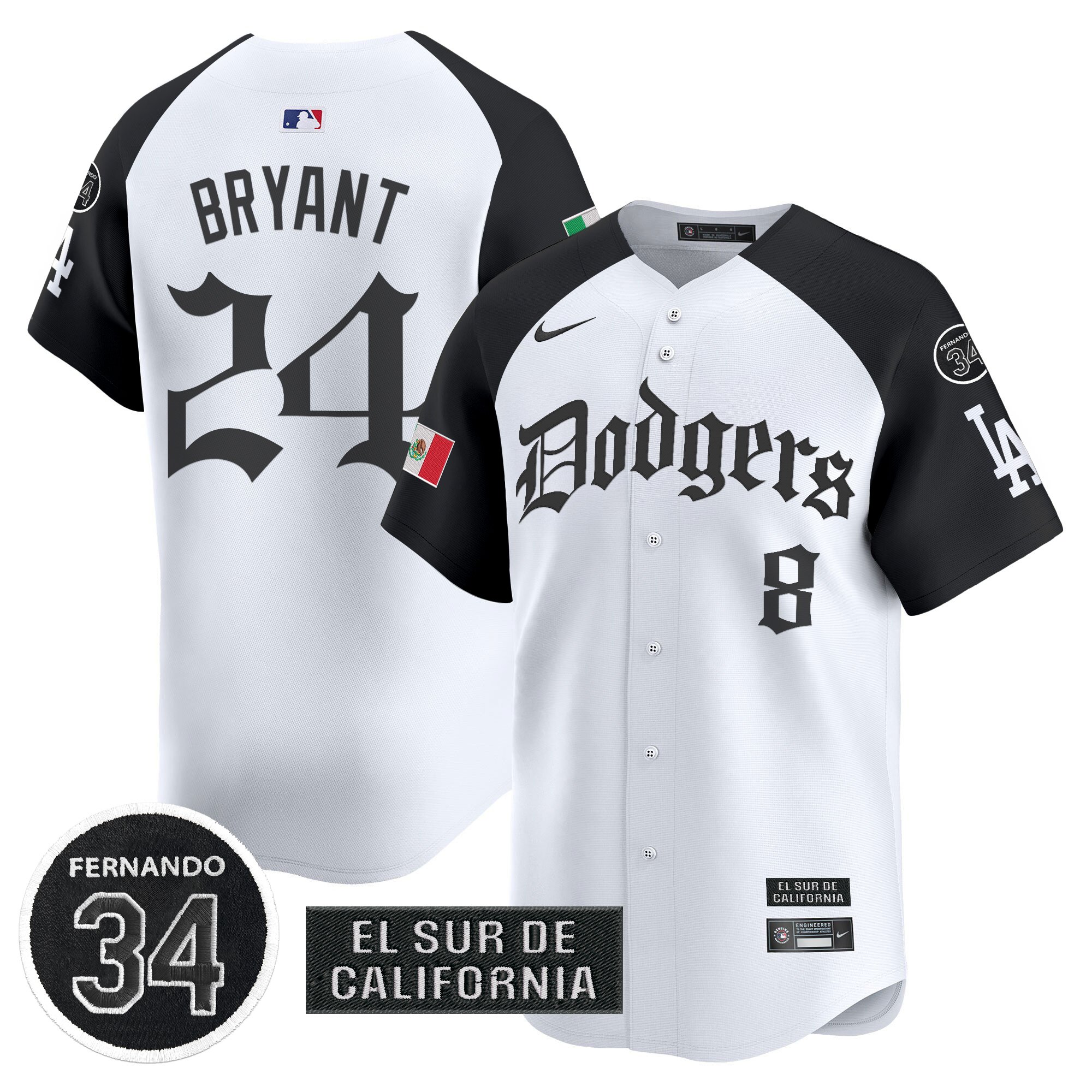 Kobe Bryant Men's Los Angeles Dodgers Mexico 2025 LA Gothic Style Vapor Premier Limited Alternate Jersey V2 - All Stitched
