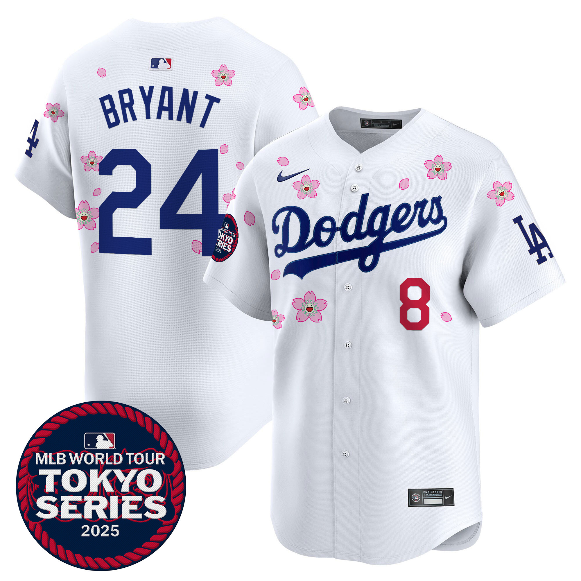 Kobe Bryant Men's Los Angeles Dodgers Tokyo Series 2025 Vapor Premier Limited White Jersey - Stitched