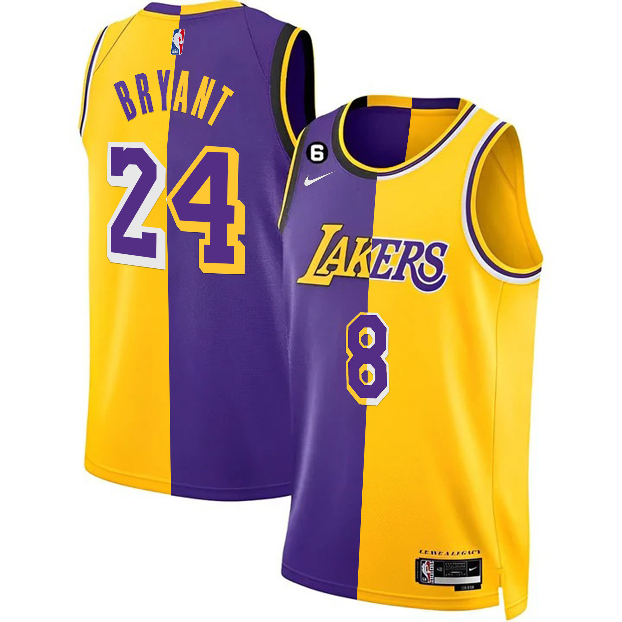 Kobe Bryant Men's Los Angeles Lakers 2023 Split Jersey Collection - All Stitched