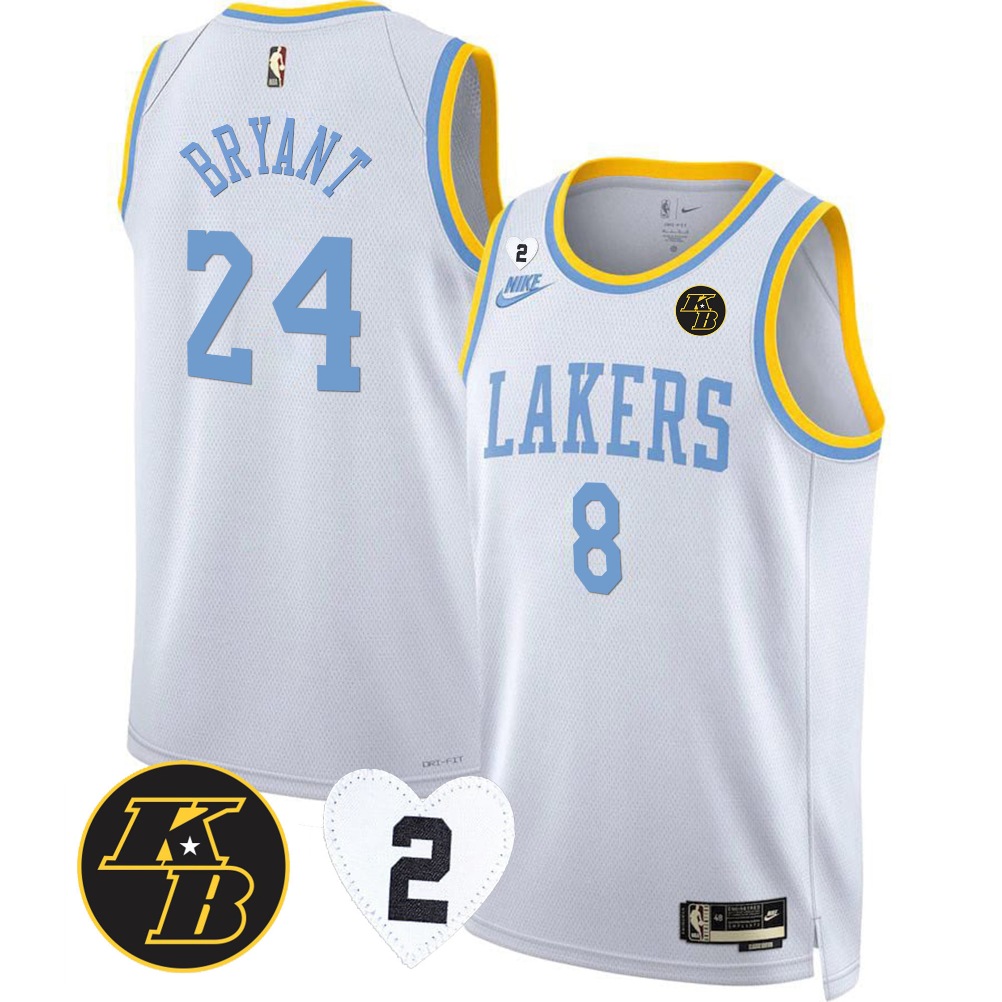 Kobe Bryant Men's Los Angeles Lakers 2023 White Classic Jersey Collection - All Stitched