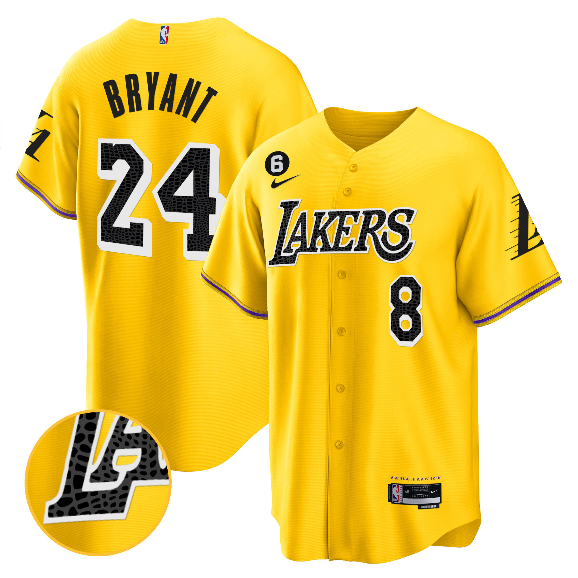 Kobe Bryant Men's Los Angeles Lakers Cool Base Mamba Gold Jersey - All Stitched
