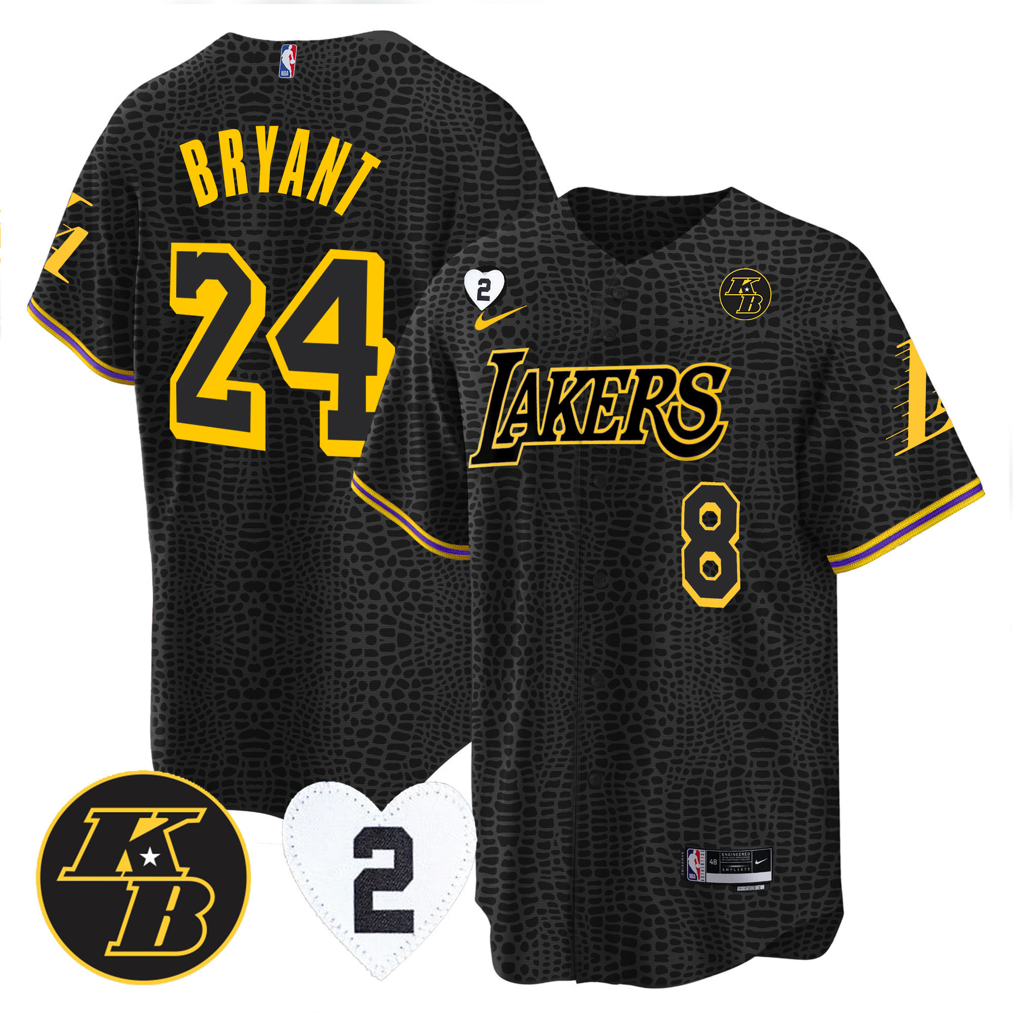 Kobe Bryant Men's Los Angeles Lakers Cool Base Mamba Kobe & GiGi Jersey - All Stitched