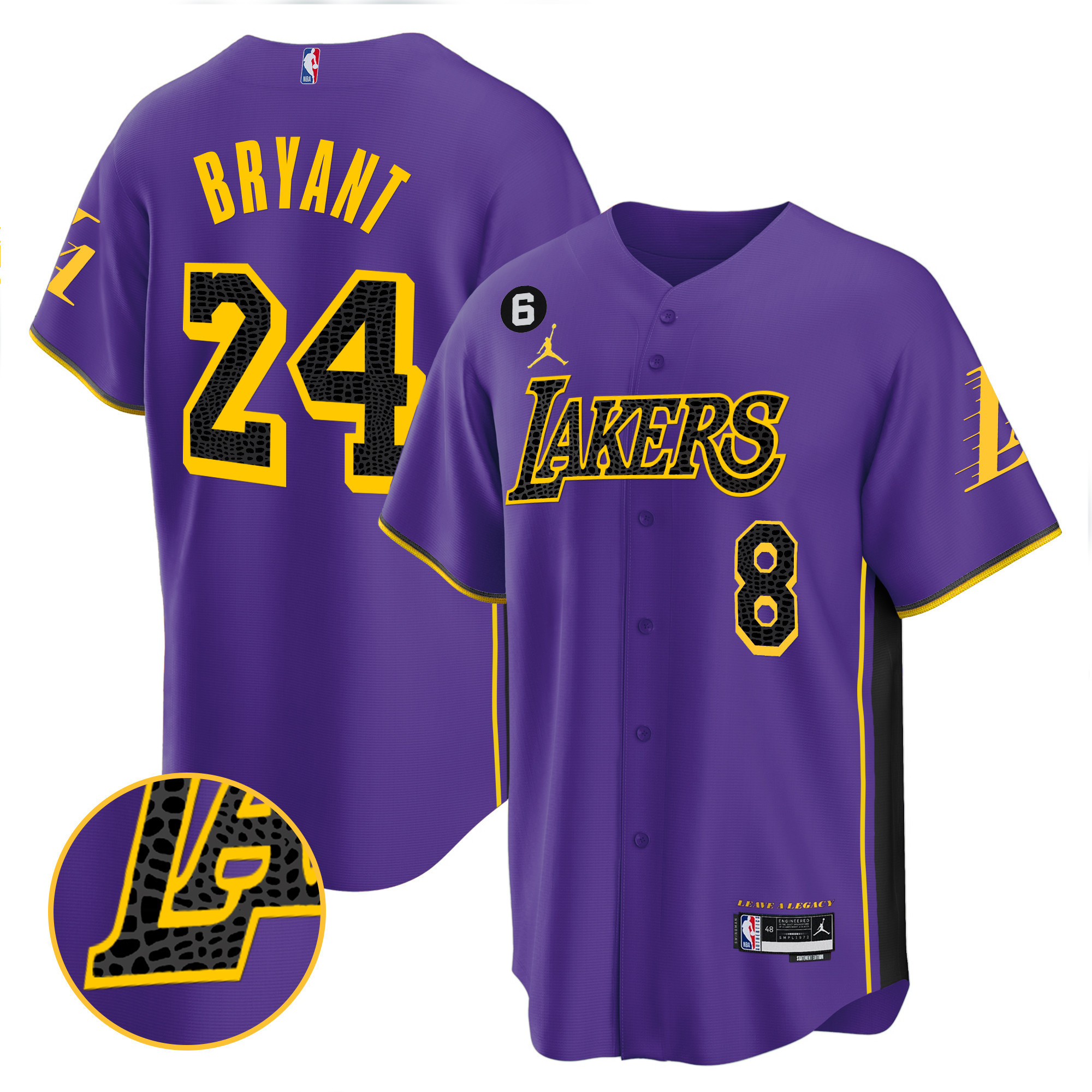 Kobe Bryant Men's Los Angeles Lakers Cool Base Mamba Purple Jersey - All Stitched