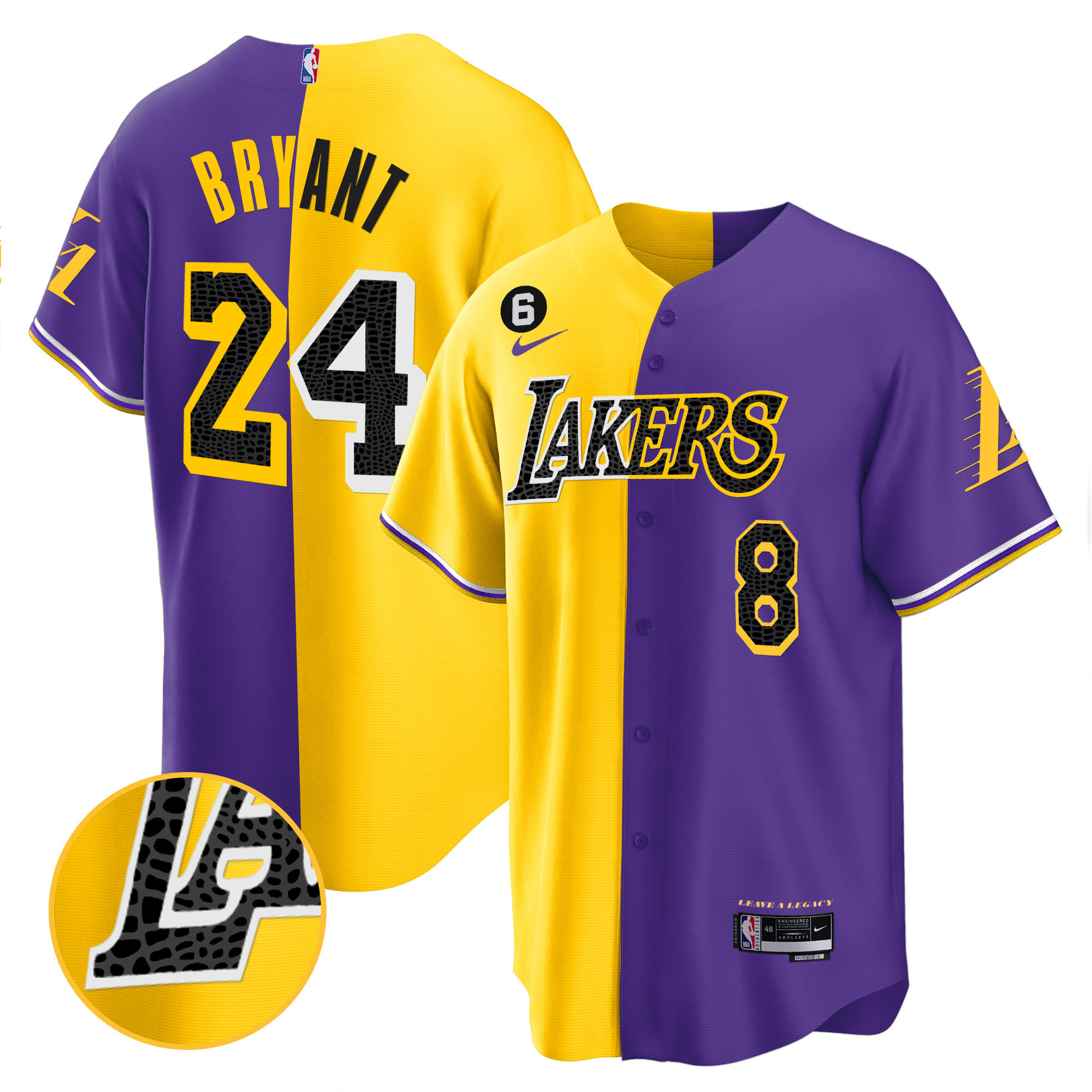 Kobe Bryant Men's Los Angeles Lakers Cool Base Mamba Split Jersey - All Stitched