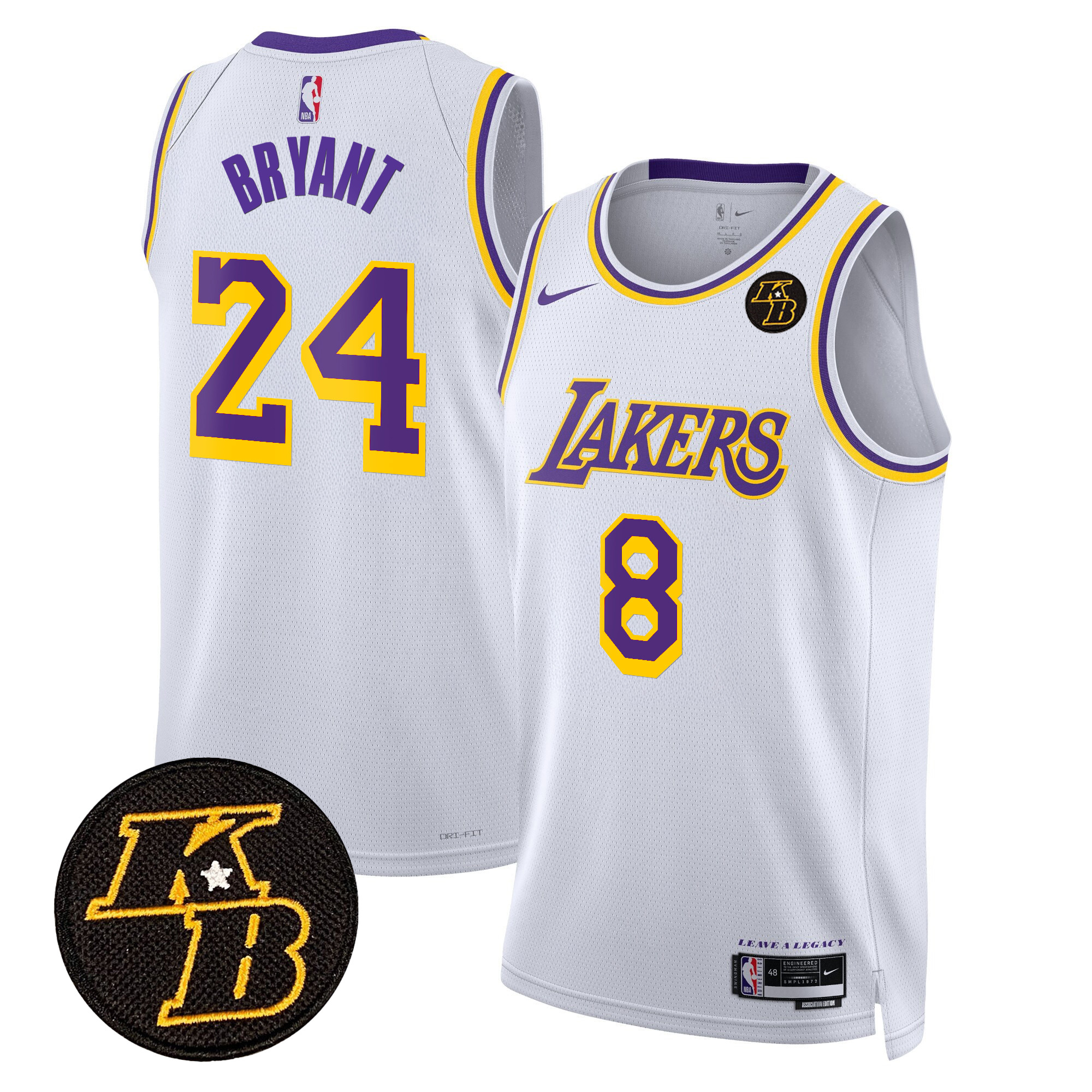 Kobe Bryant Men's Los Angeles Lakers Kobe Bryant Patch Swingman Association Jersey - All Stitched