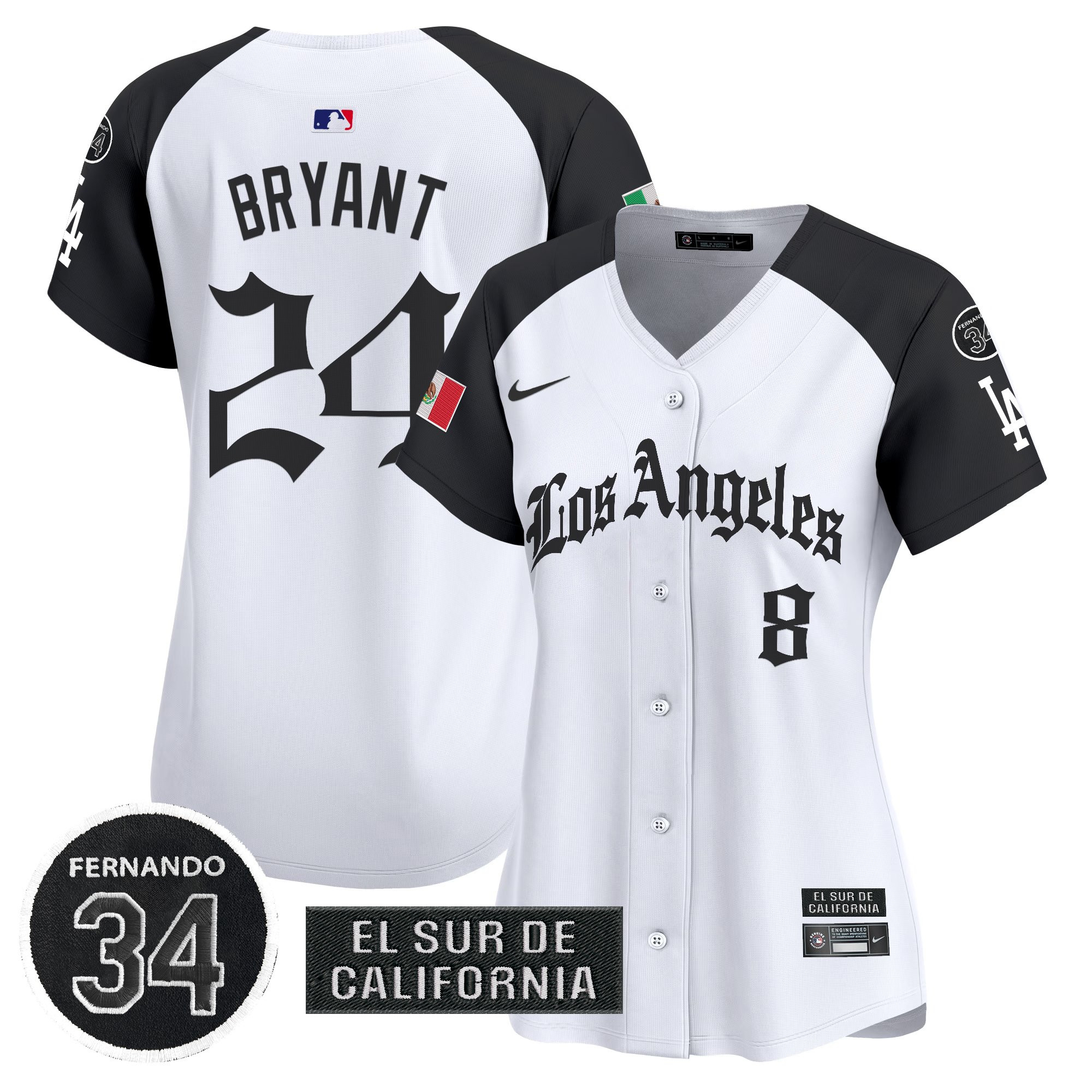 Kobe Bryant Women's Los Angeles Dodgers Mexico 2025 LA Gothic Style Vapor Premier Limited Alternate Jersey - All Stitched