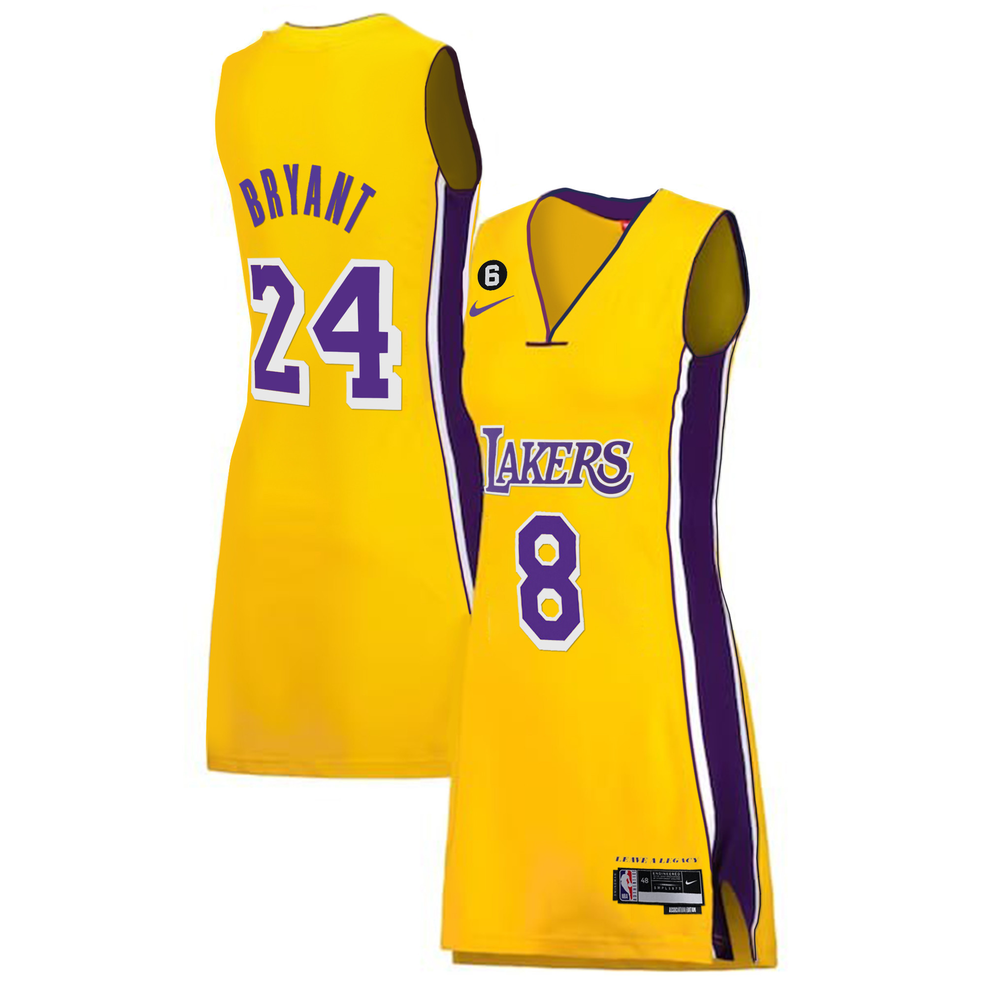 Kobe Bryant Women's Los Angeles Lakers Gold & Split Dress Gold Jersey - All Stitched