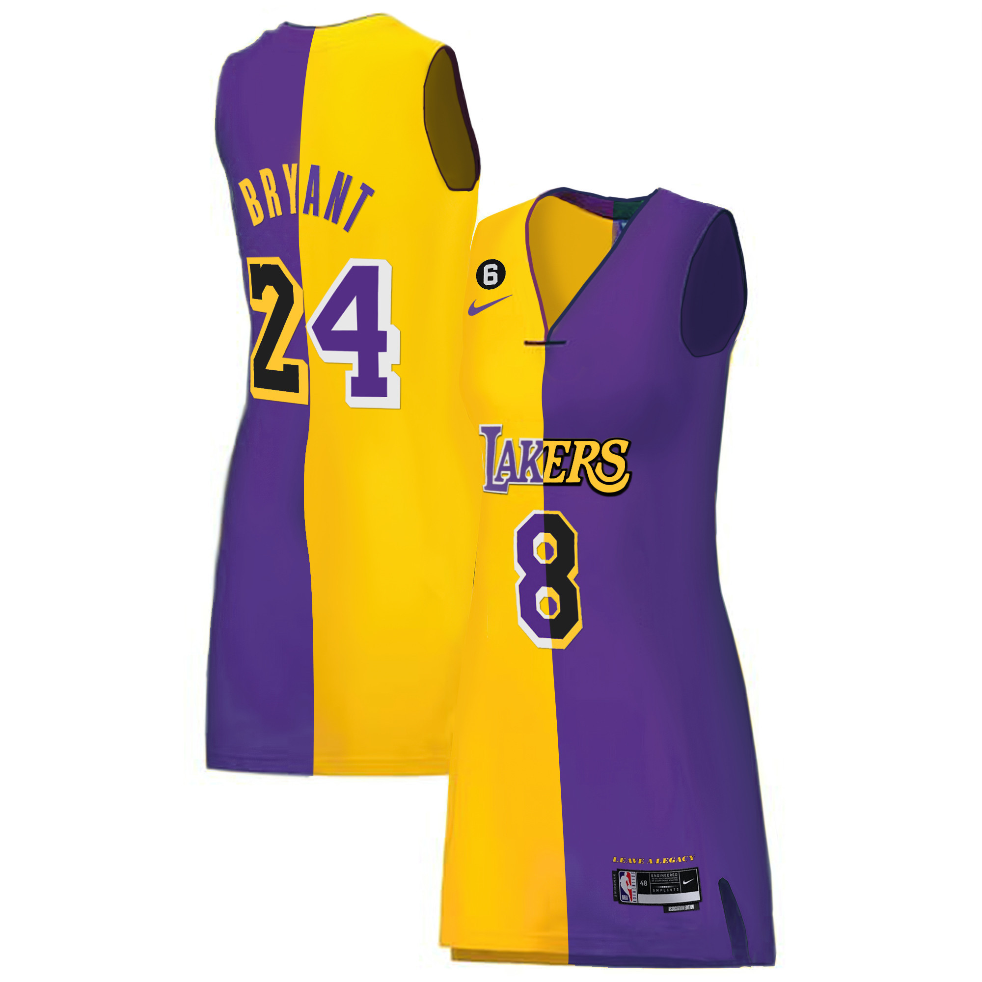 Kobe Bryant Women's Los Angeles Lakers Gold & Split Dress Split Jersey - All Stitched