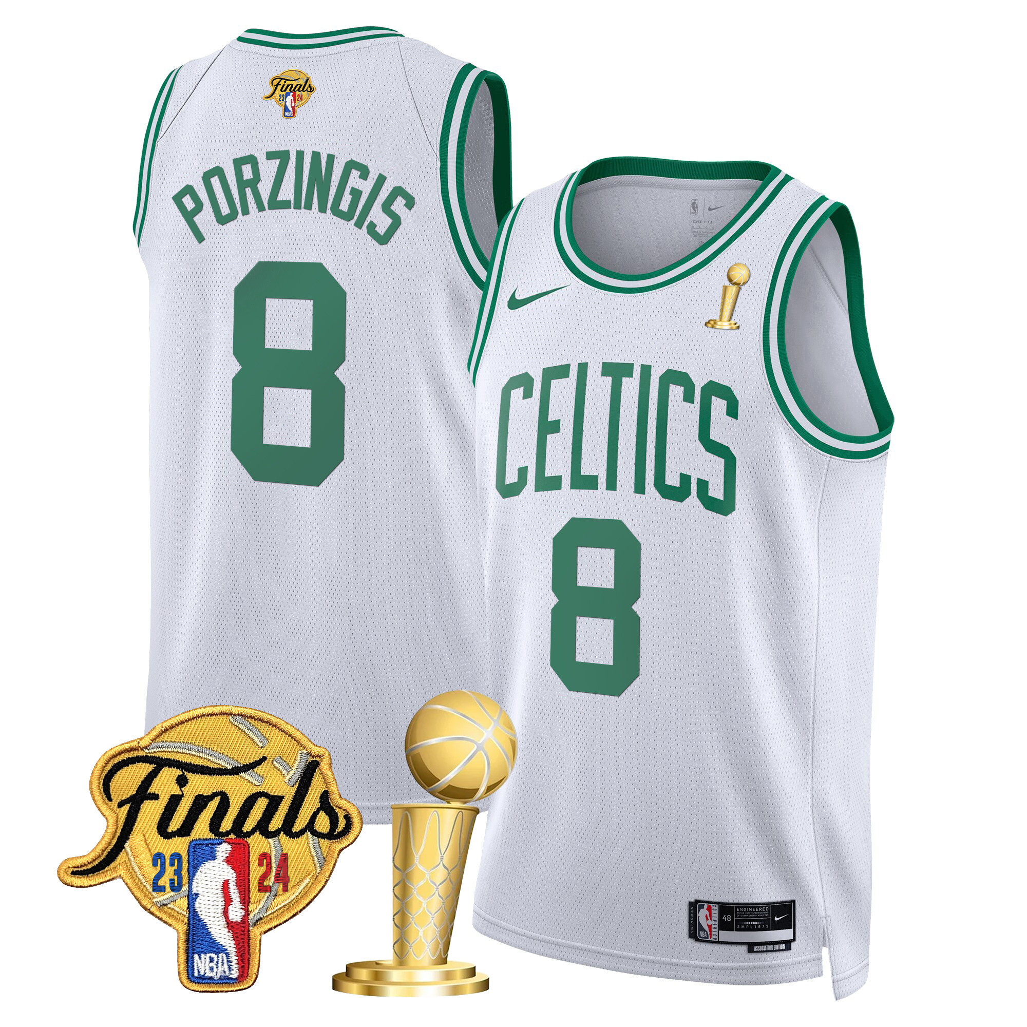 Kristaps Porzingis Men's Boston Celtics 2024 Final & Champions Patch Swingman Association Jersey - All Stitched